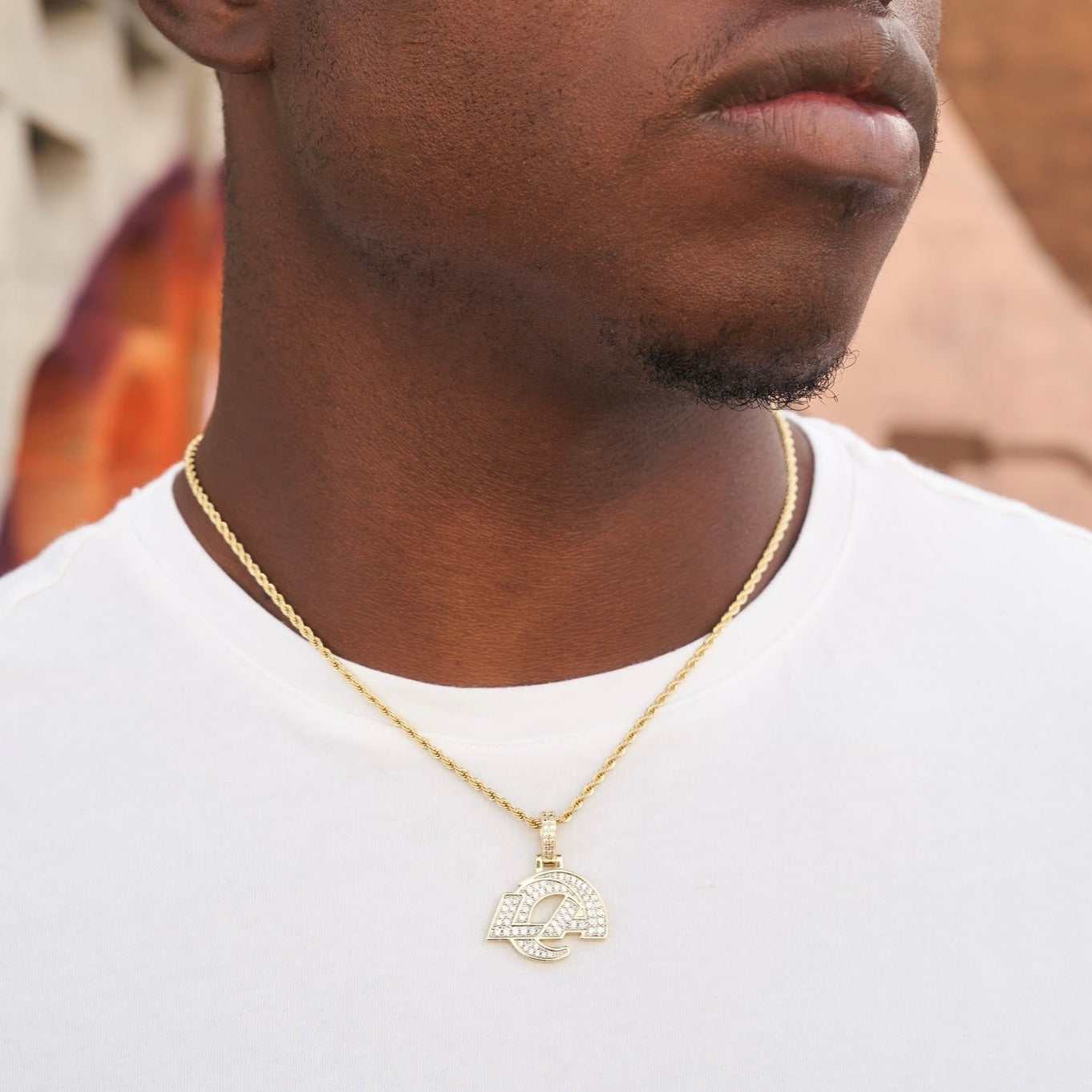 Los Angeles Rams Official NFL Micro Logo Pendant - Yellow Gold