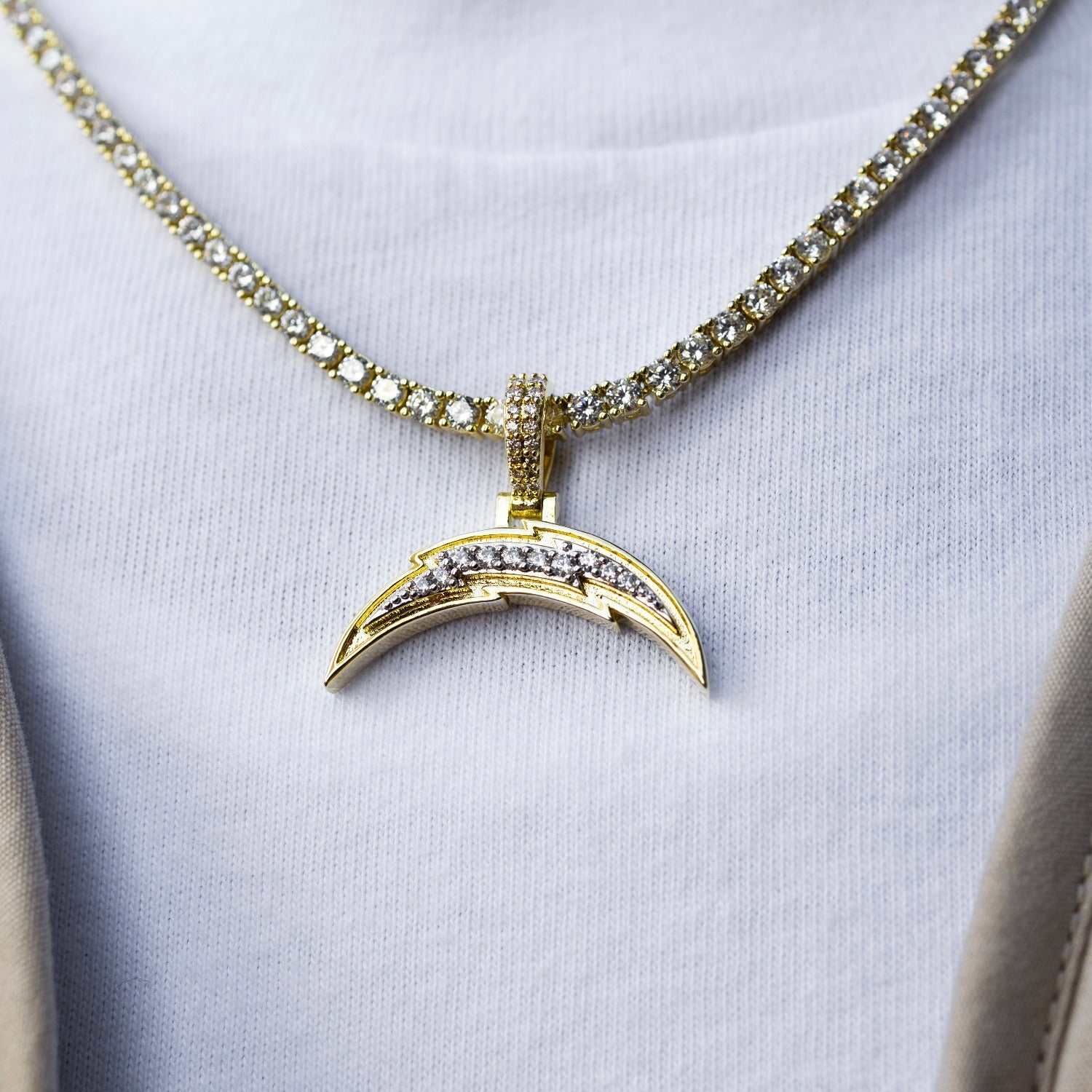 Los Angeles Chargers Official NFL Micro Logo Pendant - Yellow Gold