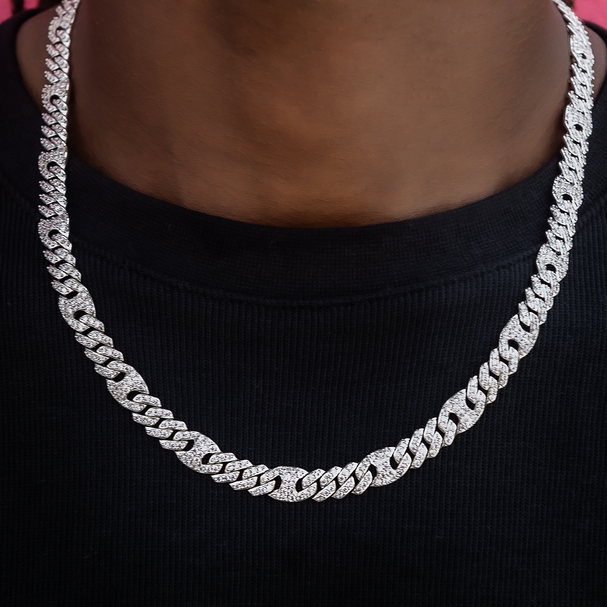 Iced Mariner Cuban Chain in White Gold- 9mm