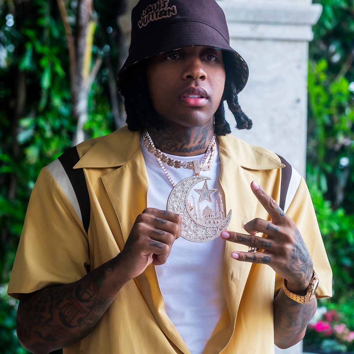 Baguette Crescent Moon Pendant