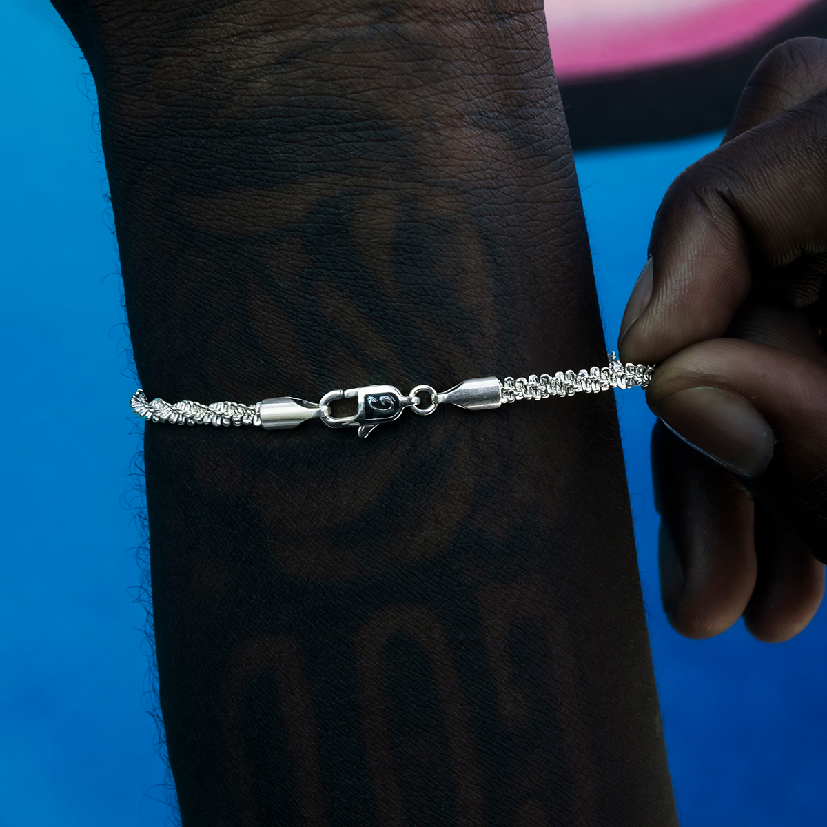 Popcorn Bracelet in White Gold- 4mm