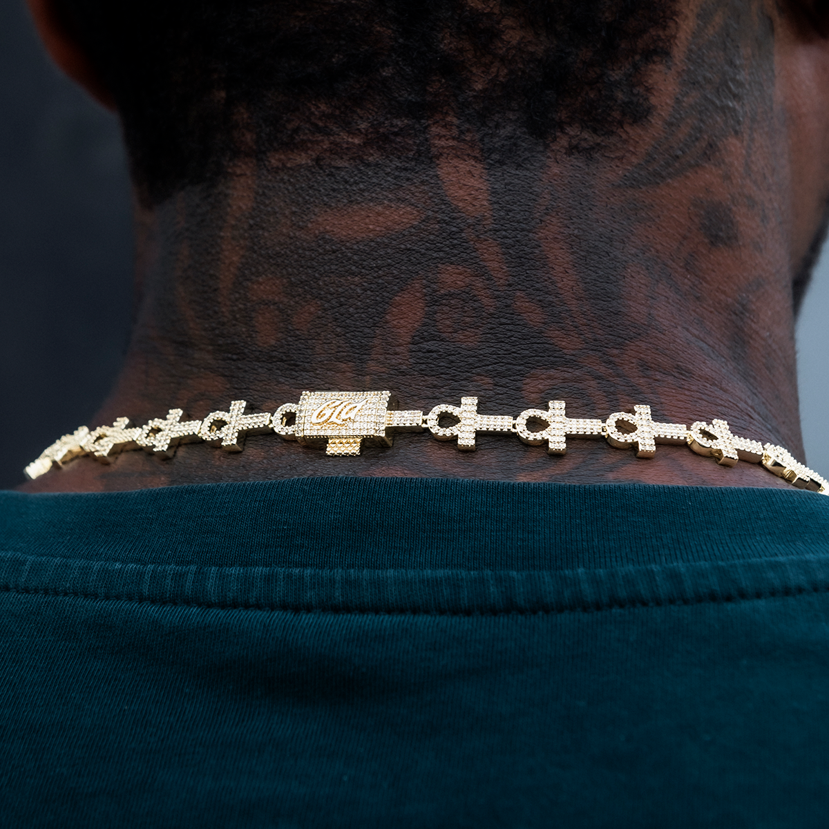 Diamond Ankh Cross Chain in Yellow Gold