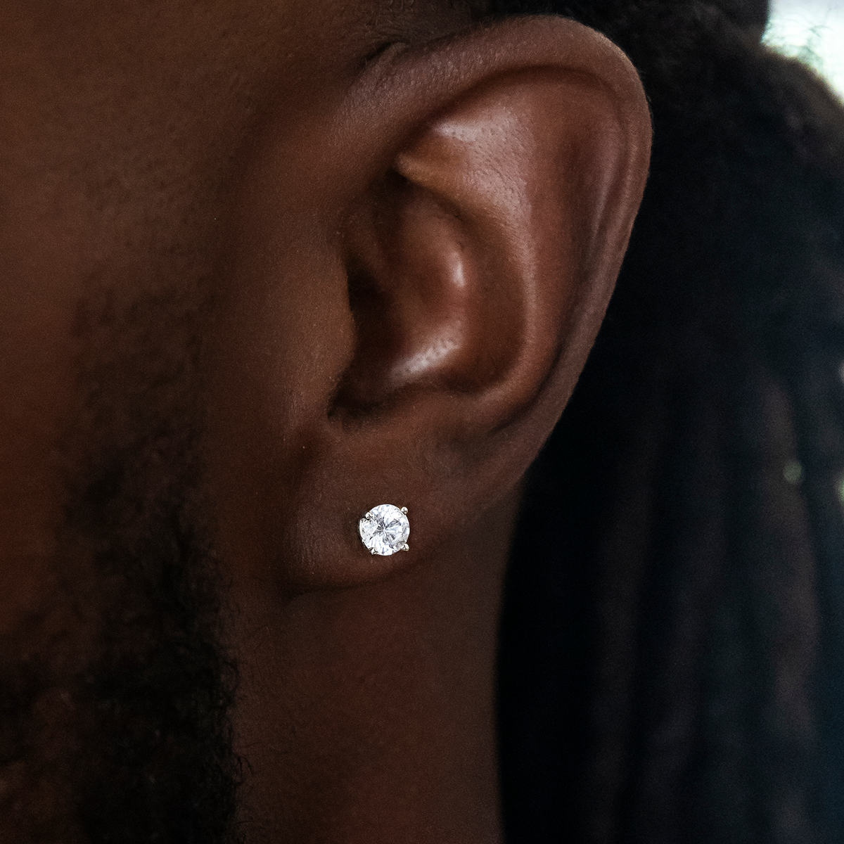 5mm Round Cut Diamond Stud Earrings in White Gold