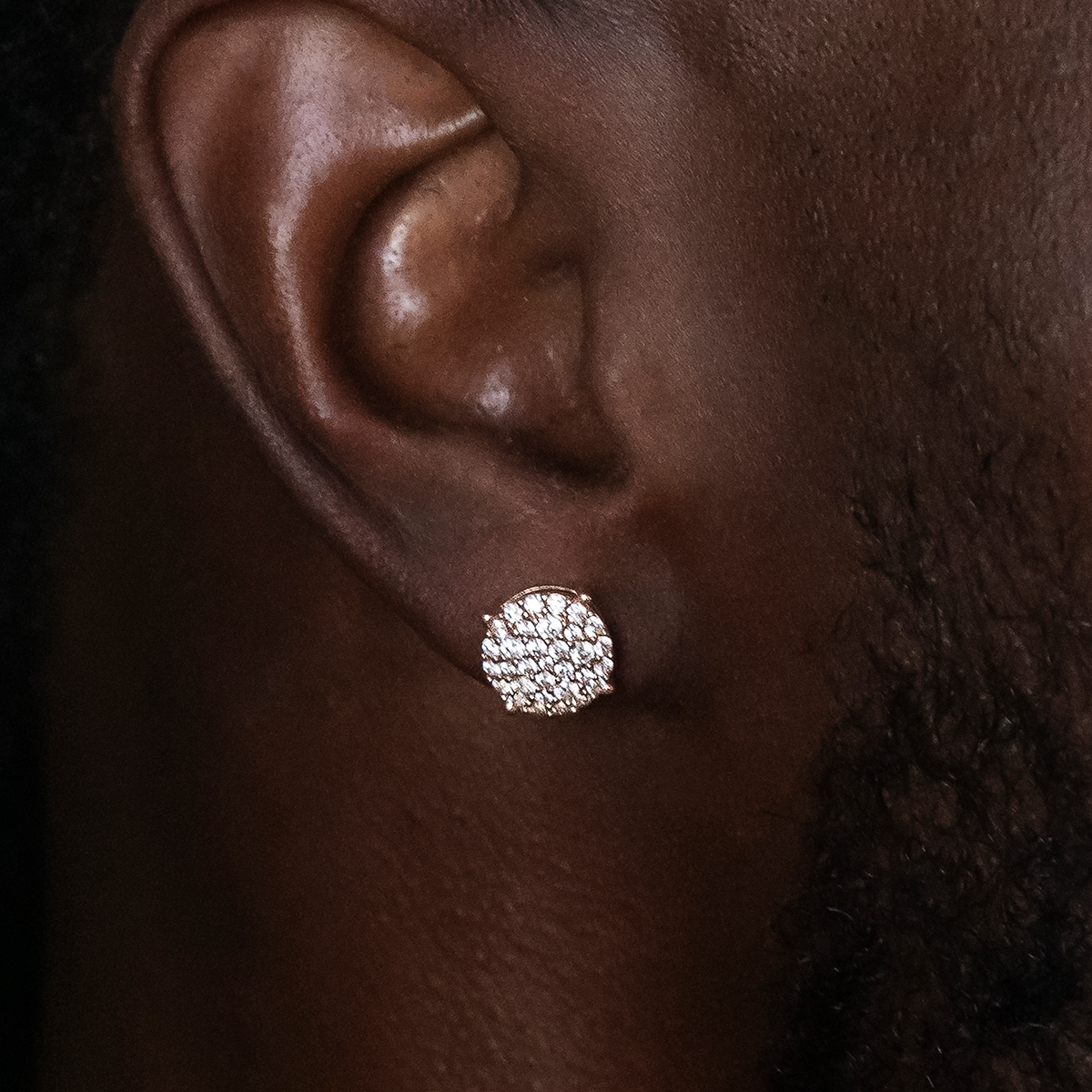 10mm Pave Round Earrings in Rose Gold