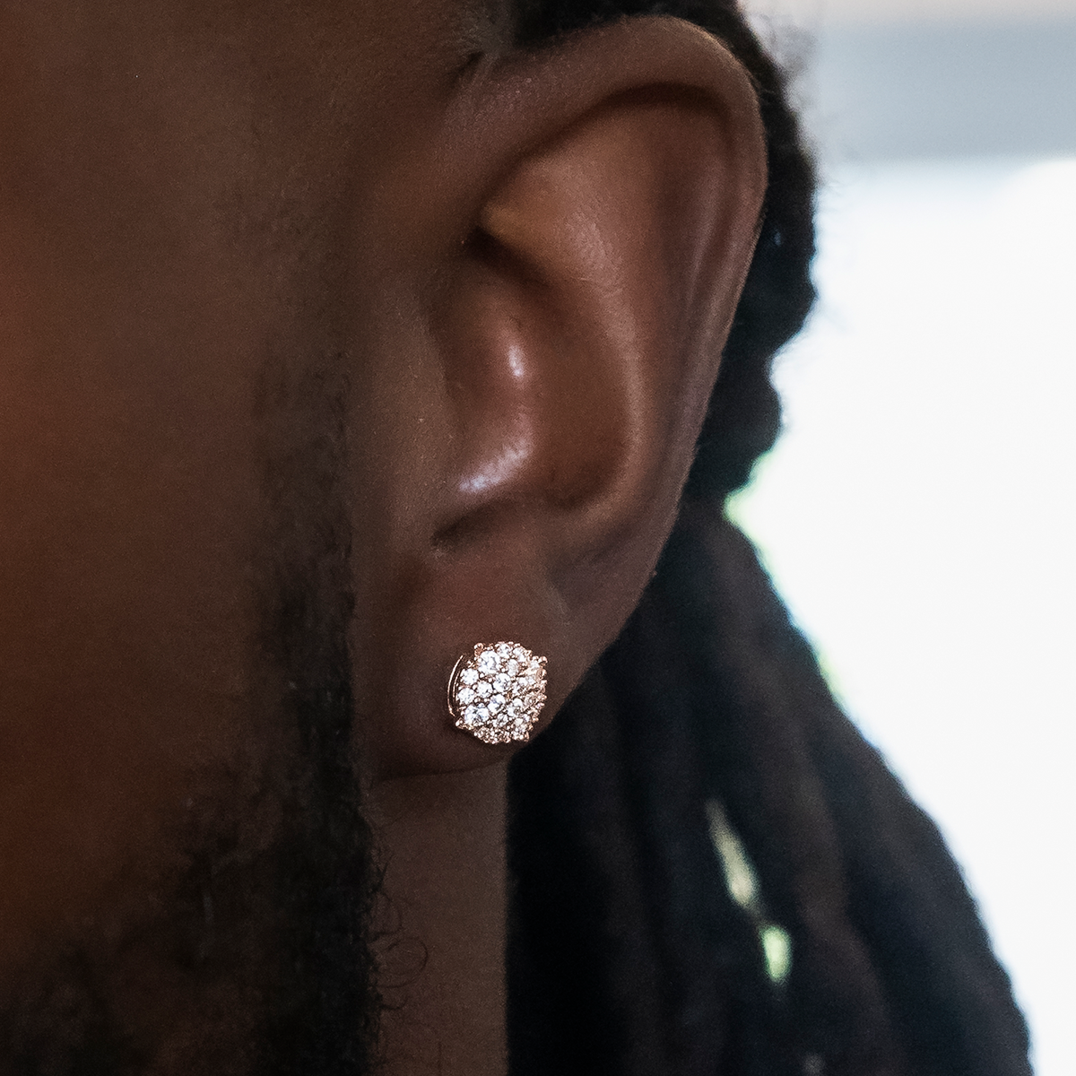 8mm Pave Round Earrings in Rose Gold