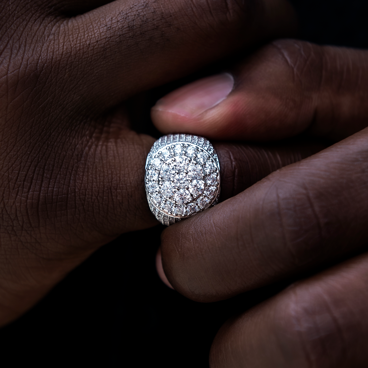 Diamond Cluster Ring in White Gold Vermeil