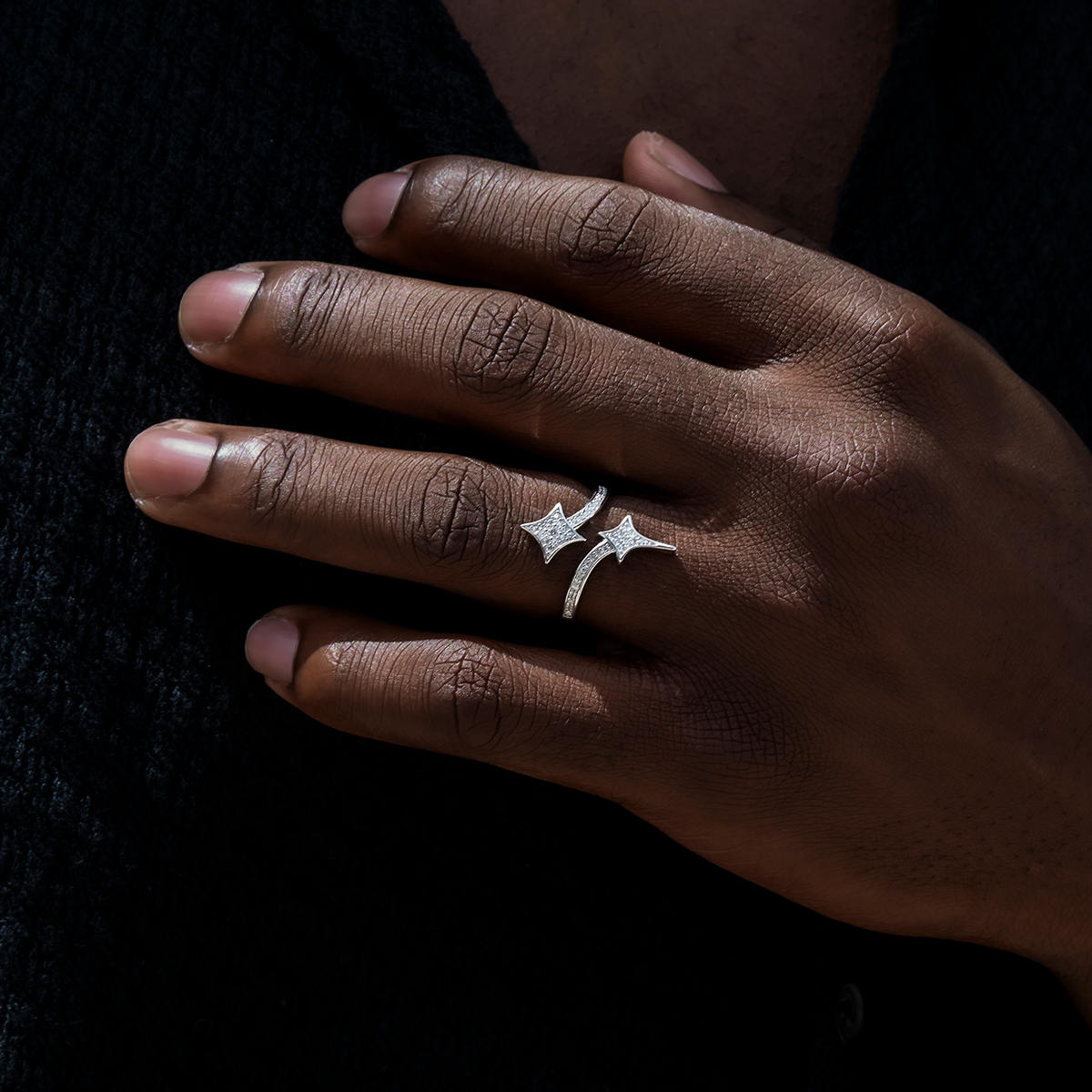 KAZA Signature Star Ring in White Gold Vermeil