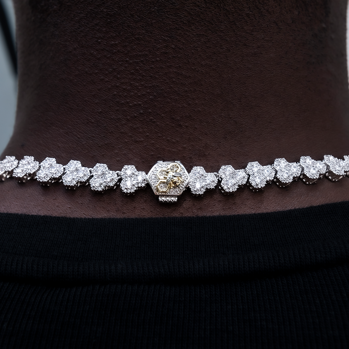 Honeycomb Chain in White Gold