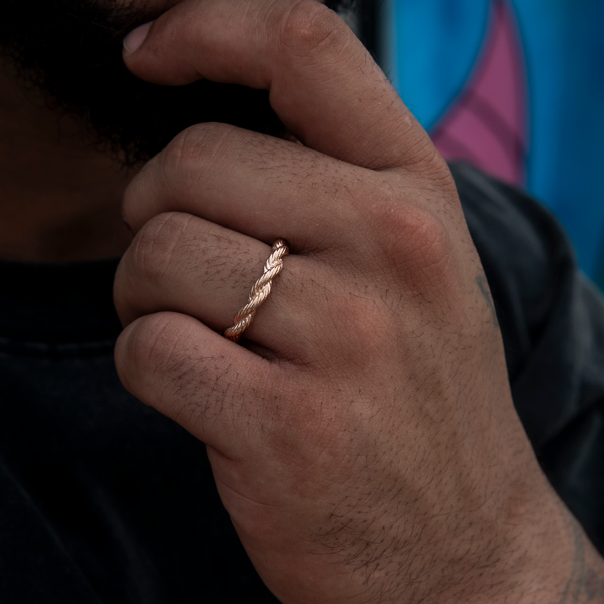 4MM Rope Ring in Rose Gold