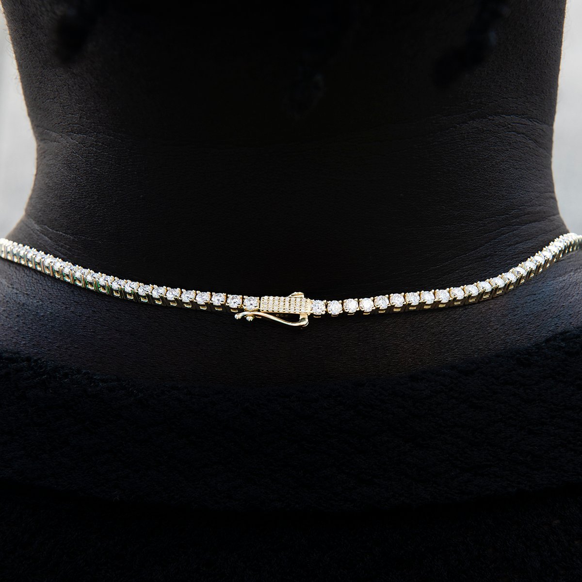 Men's Moissanite Diamond Tennis Chain in Yellow Gold Vermeil- 3mm