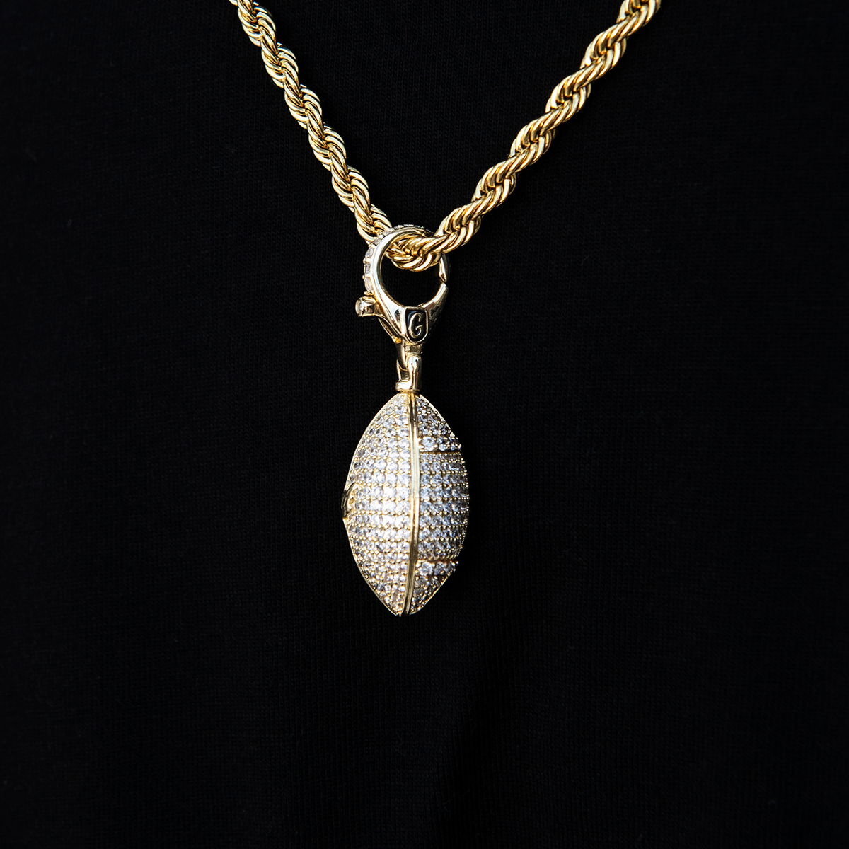 Football Clip On Pendant in Yellow Gold