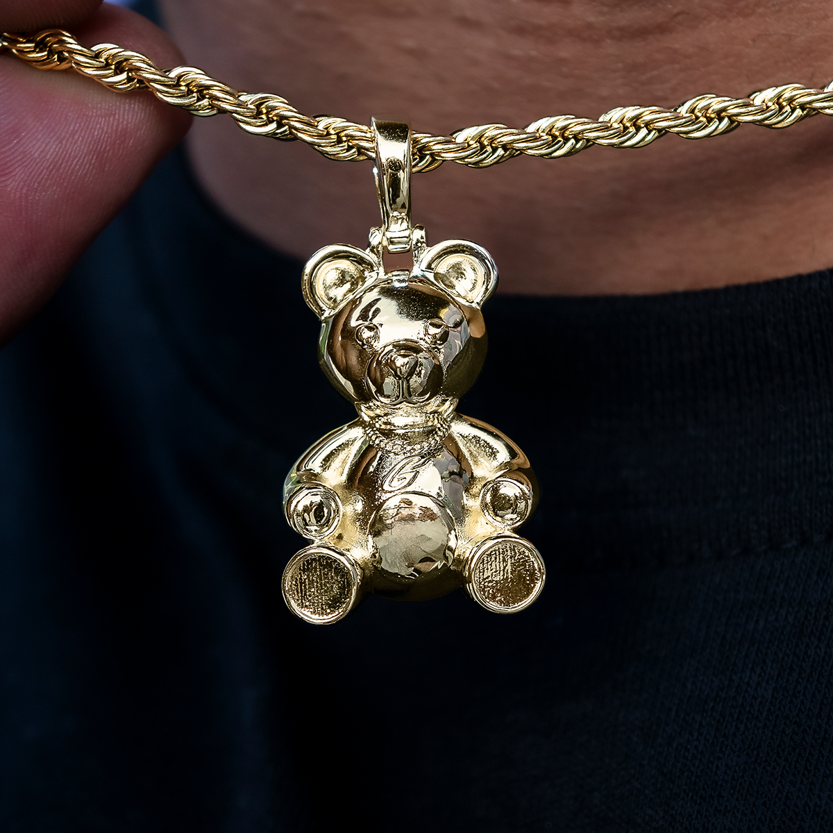 Cuban Cub Bear Pendant in Yellow Gold