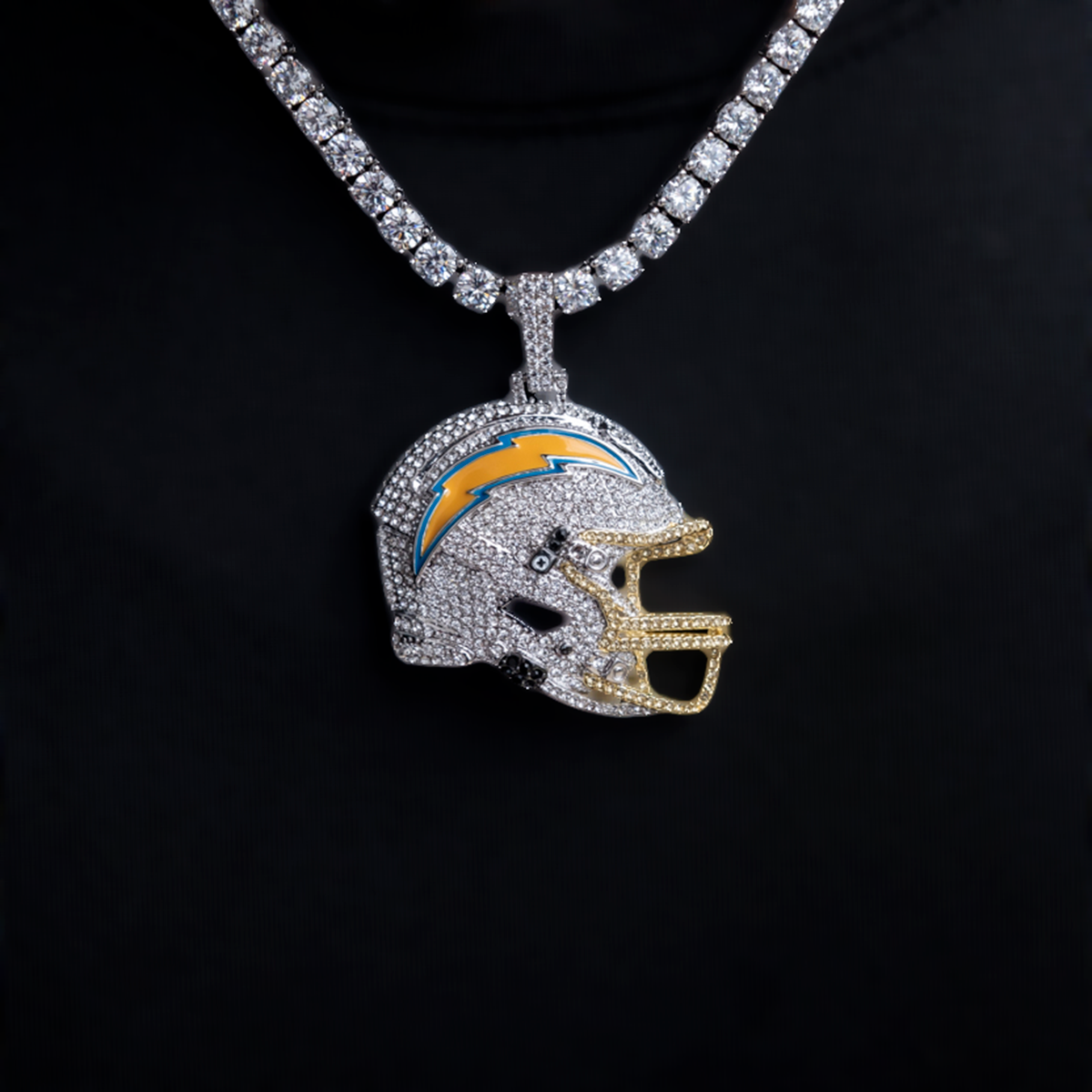 2025 Los Angeles Chargers Team Helmet Pendant - White Gold