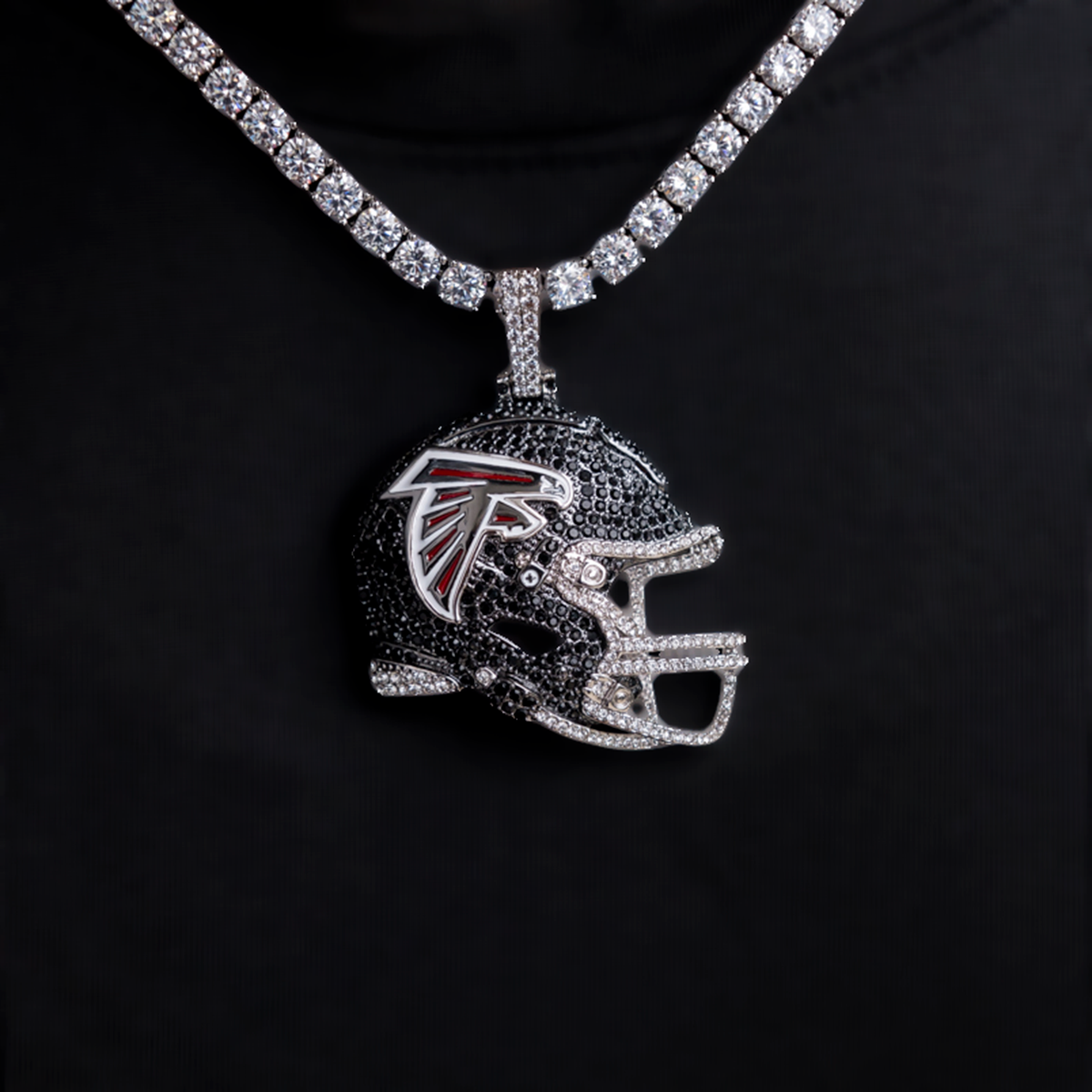 2025 Atlanta Falcons Team Helmet Pendant- White Gold