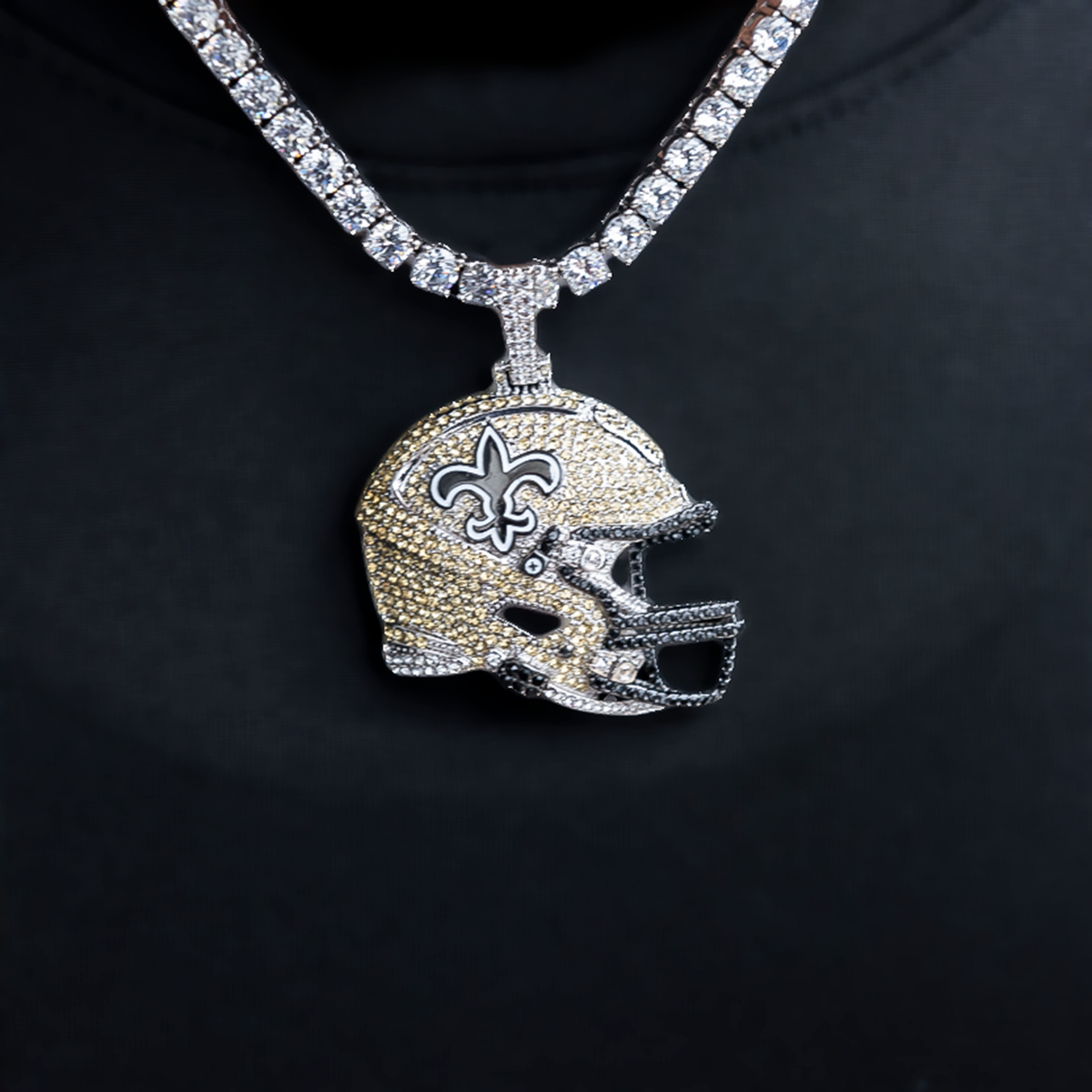2025 New Orleans Saints Team Helmet Pendant - White Gold