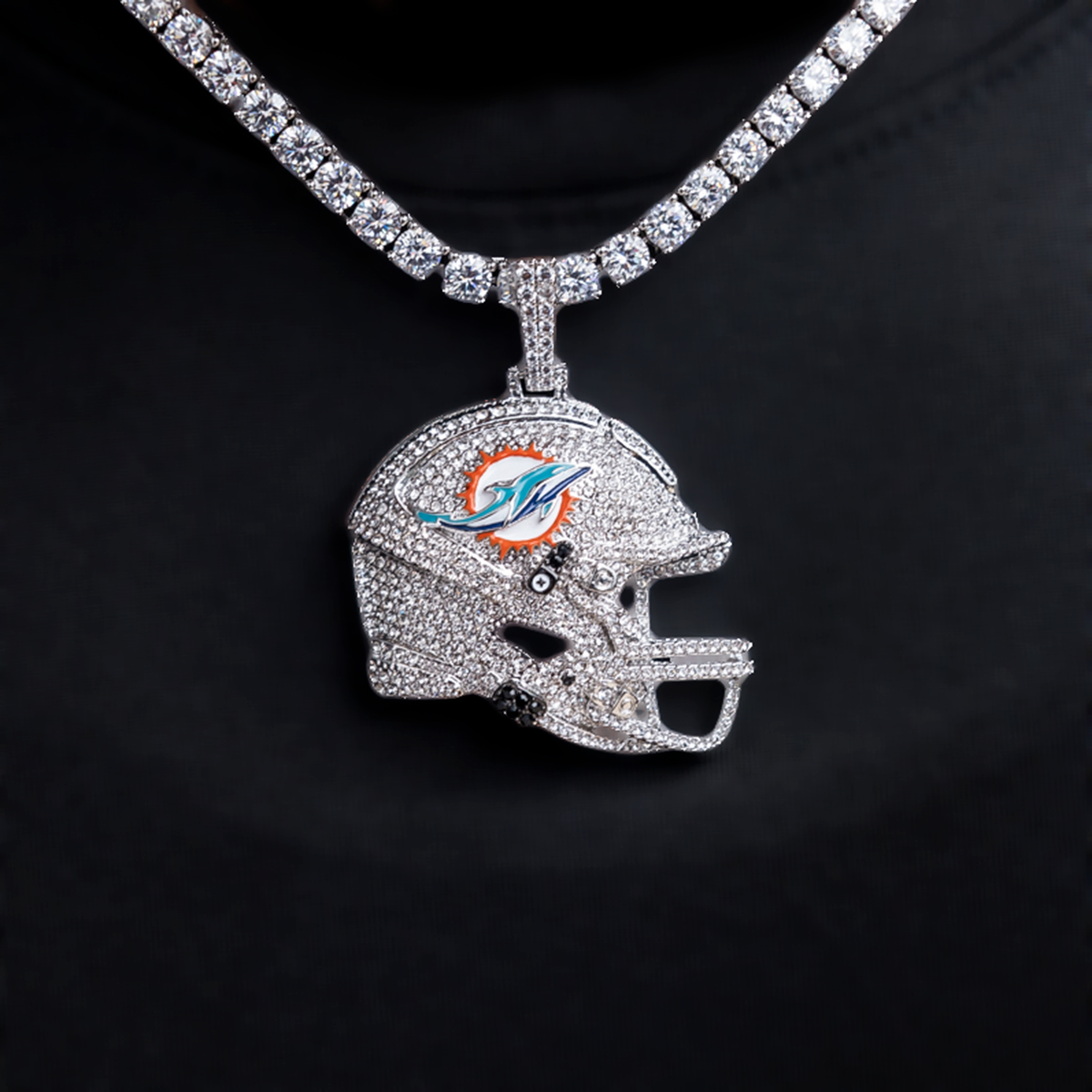 2025 Miami Dolphins Team Helmet Pendant - White Gold