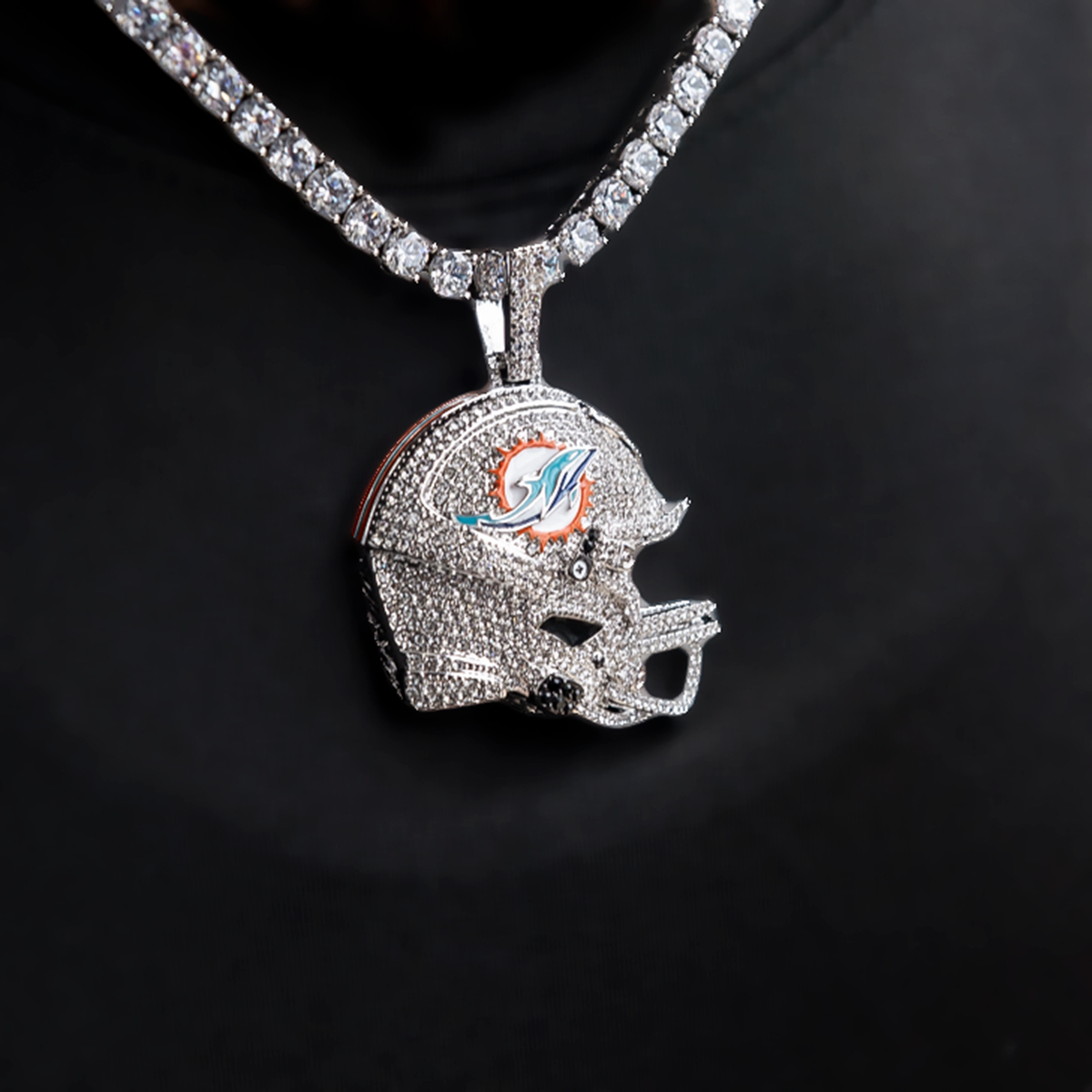 2025 Miami Dolphins Team Helmet Pendant - White Gold