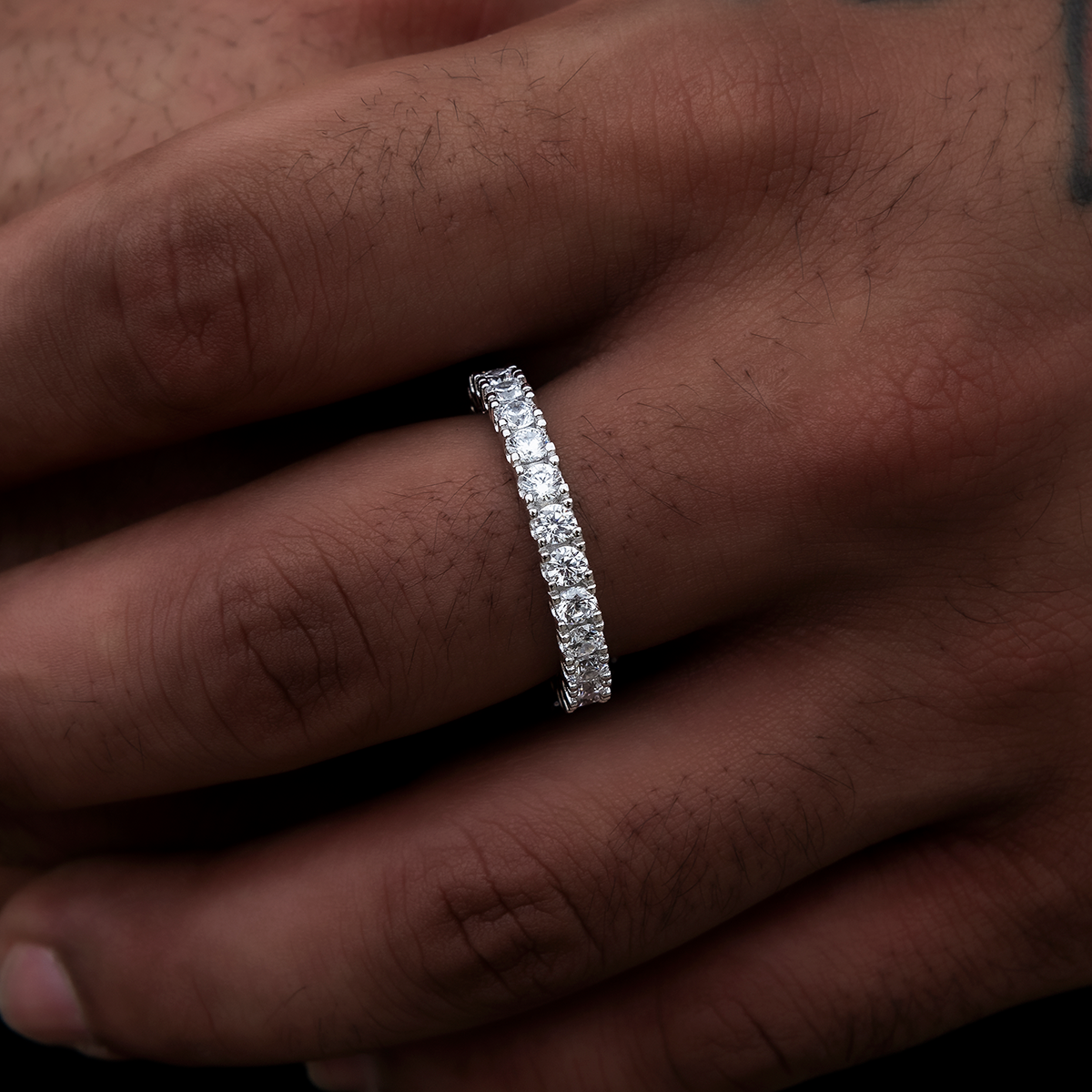 3mm Eternity Band Ring in White Gold Vermeil