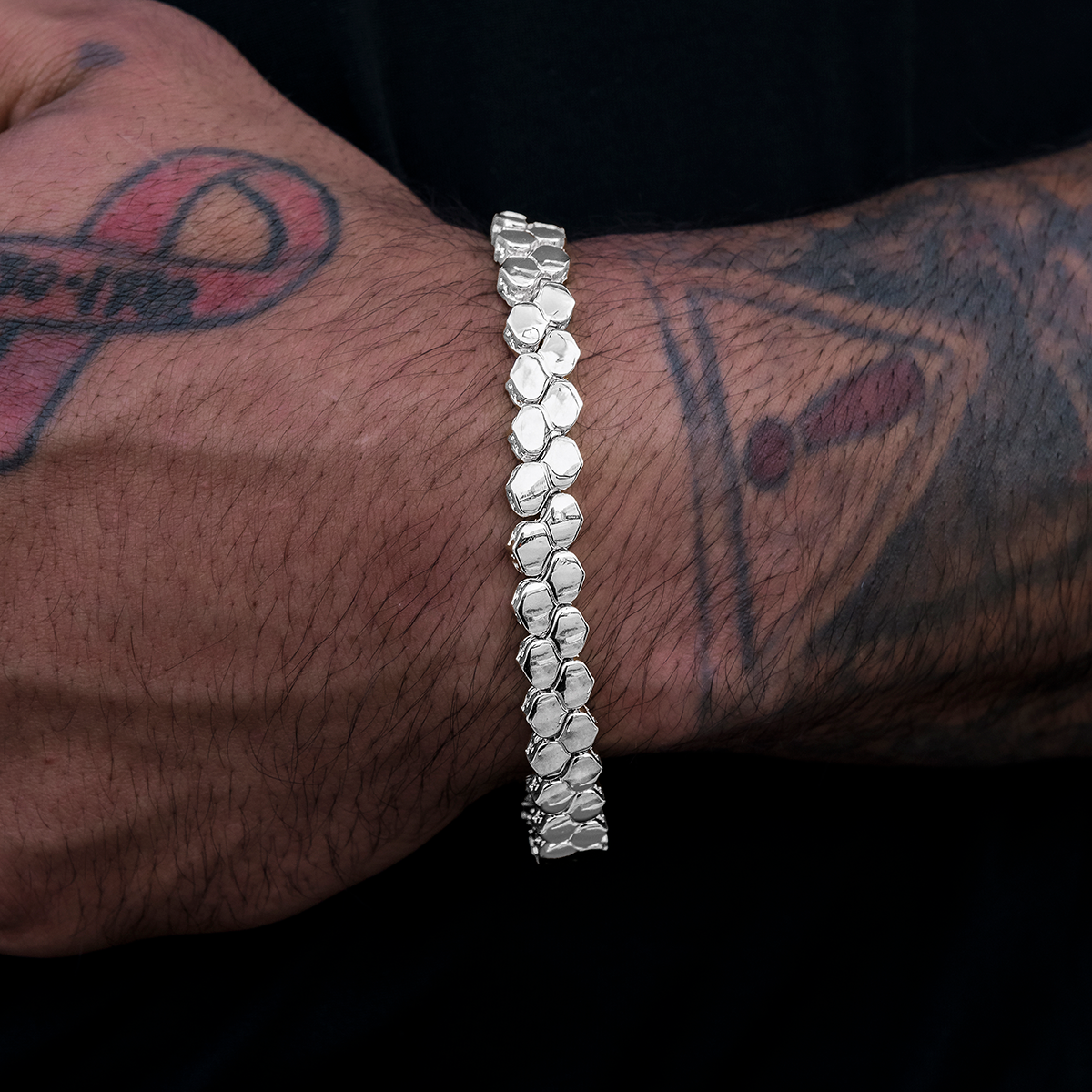 4mm Flat Snake Link Bracelet - White Gold