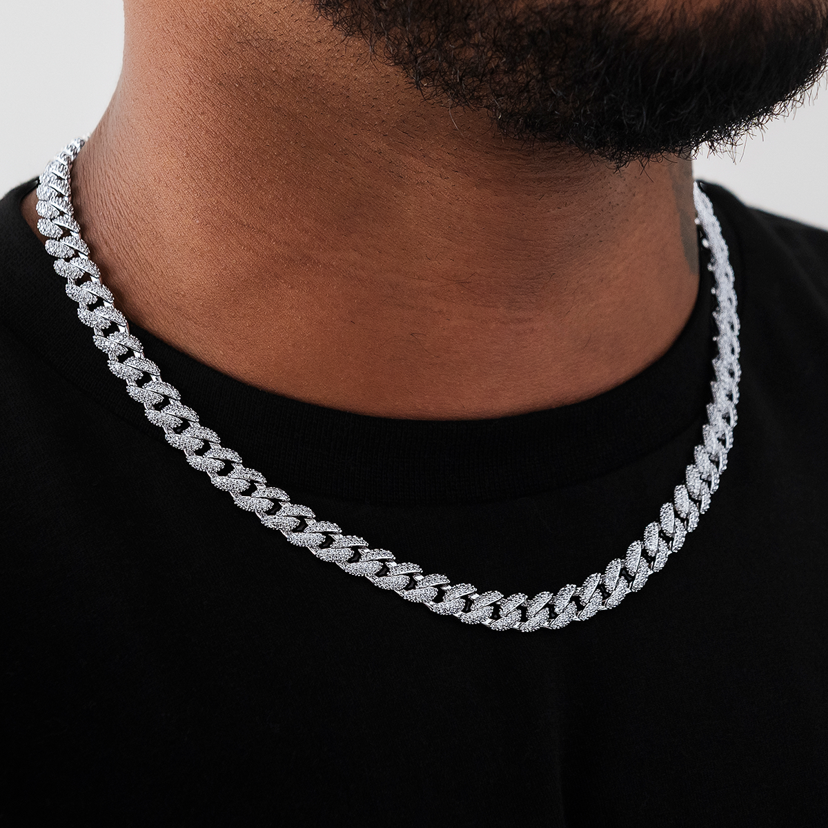Diamond Cuban Chain in White Gold - 8.5mm