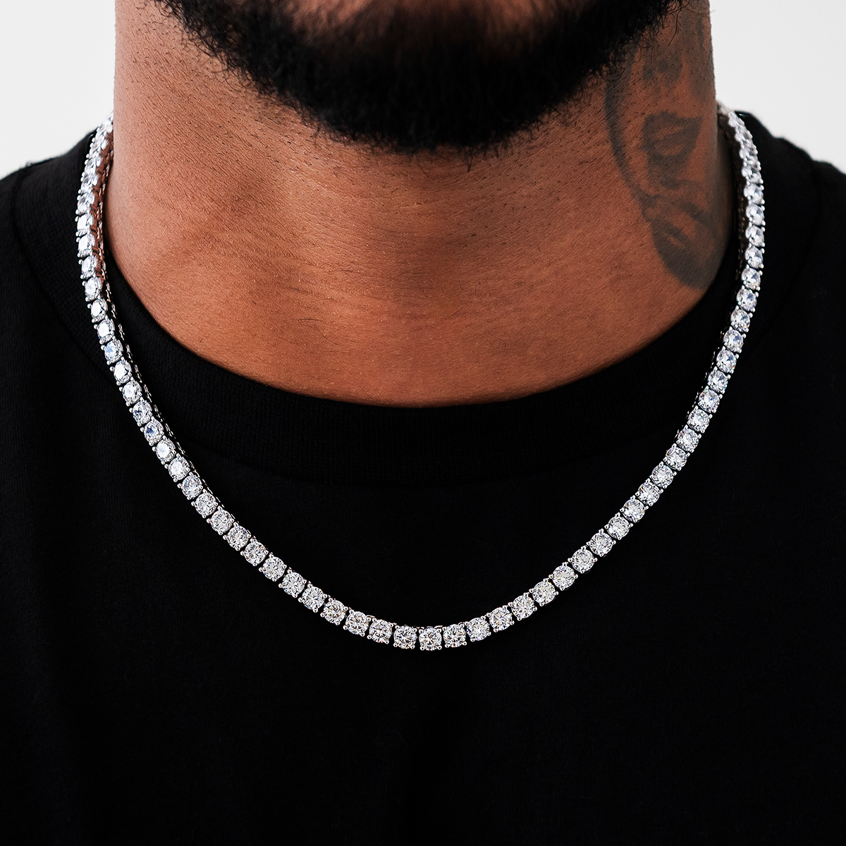Diamond Tennis Necklace in White Gold- 5mm