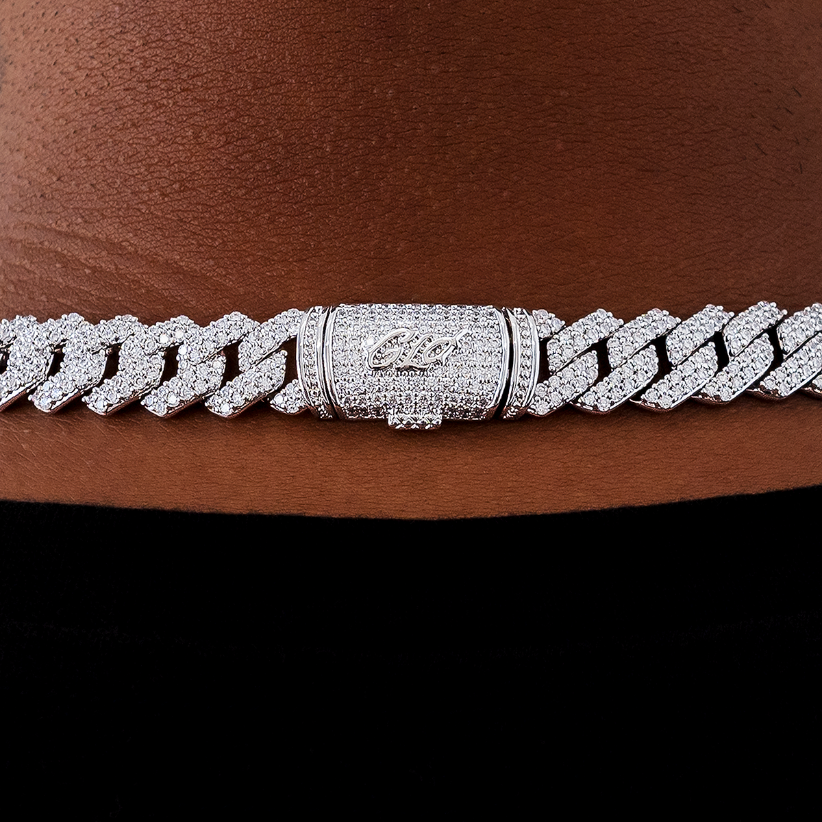 Diamond Prong Link Chain in White Gold - 12mm