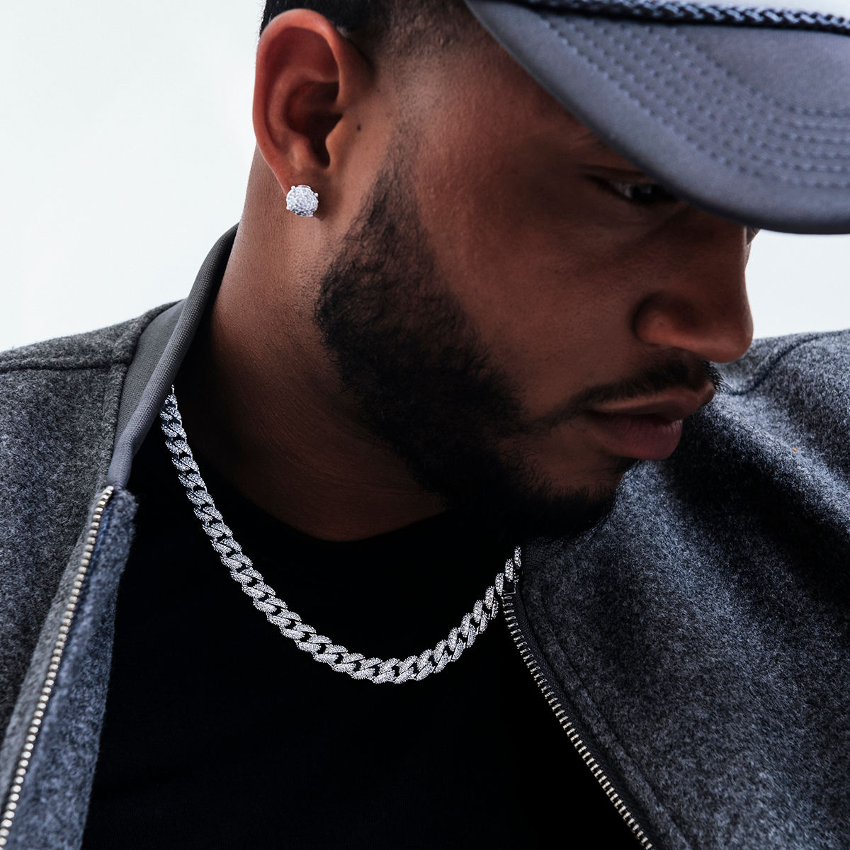 Diamond Cuban Chain in White Gold - 8.5mm