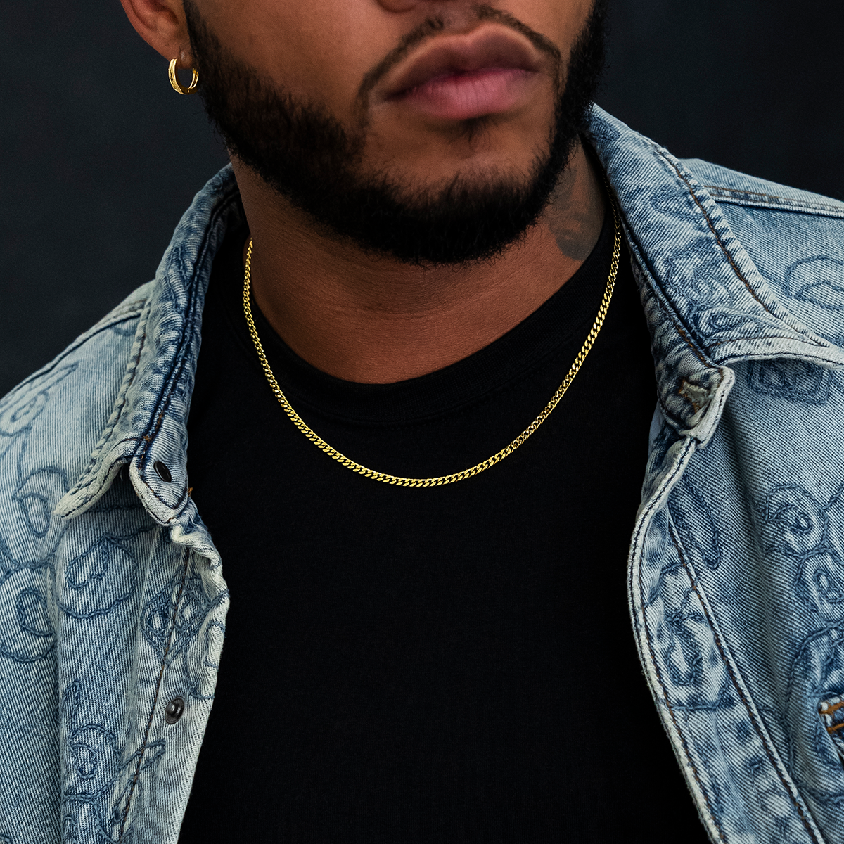 Micro Cuban in Yellow Gold- 3mm