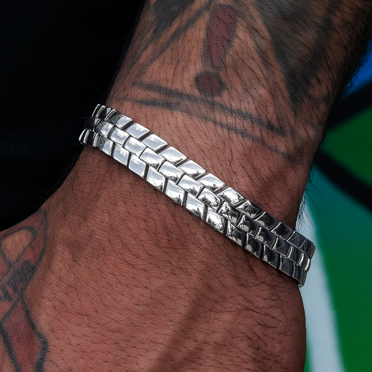 12MM Spine Chain Bracelet - White Gold