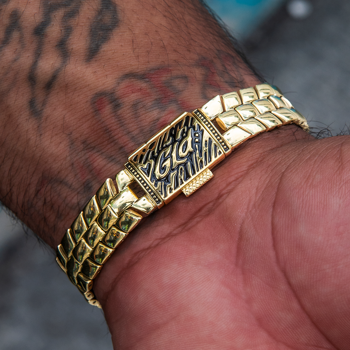 12MM Spine Chain Bracelet - Yellow Gold