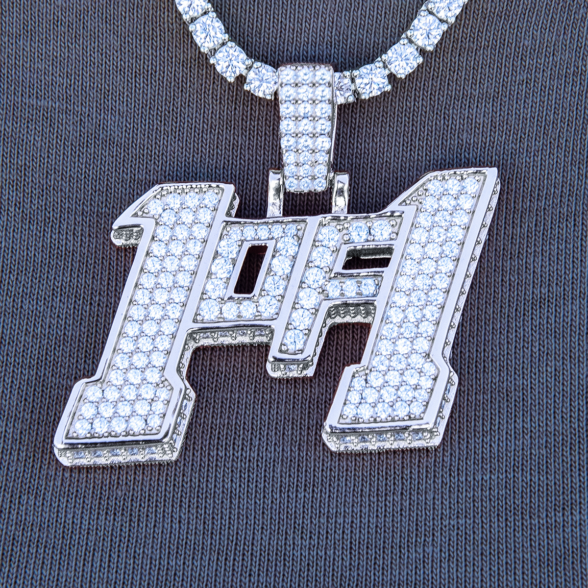 Men's Moissanite 1of1 Pendant in White Gold Vermeil