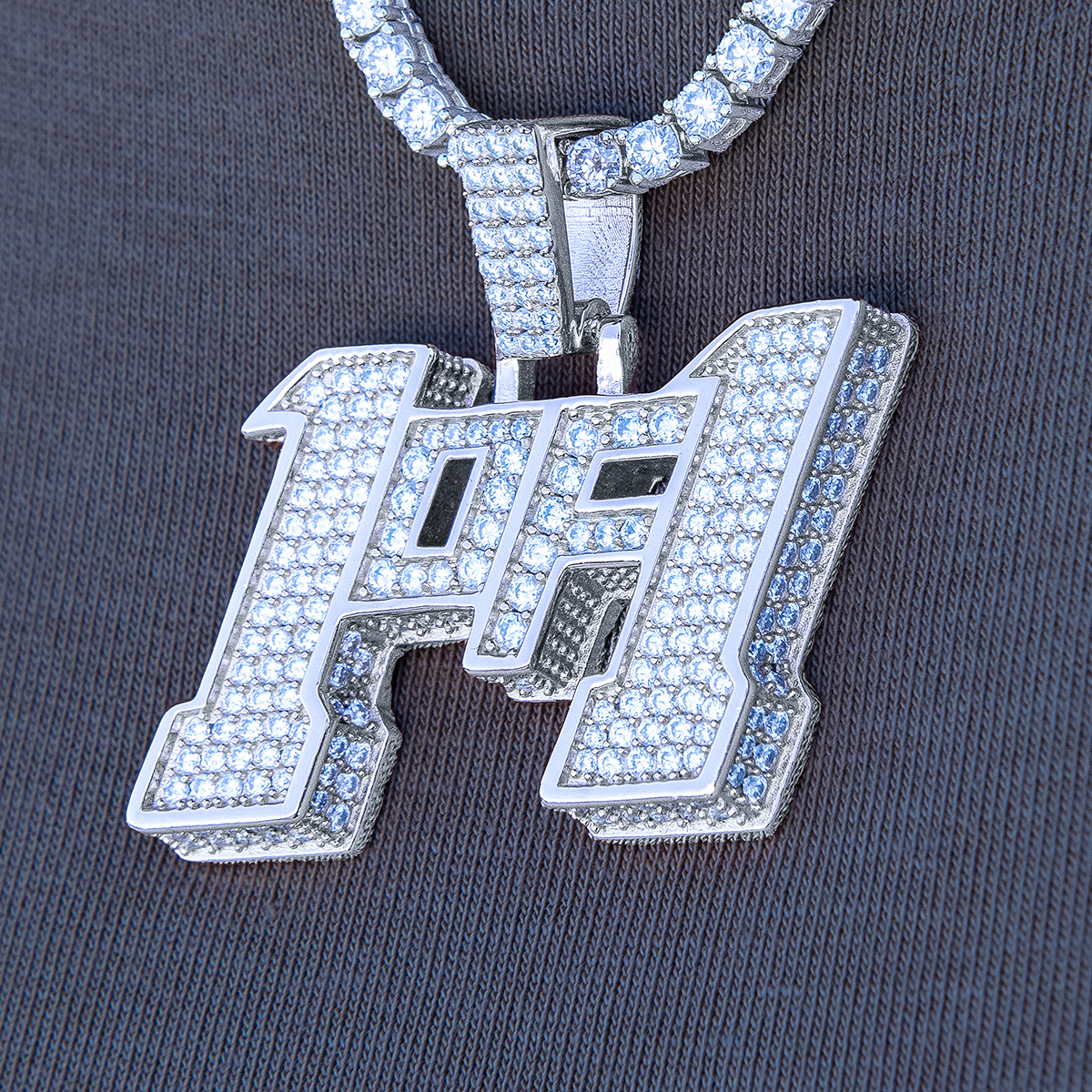 Men's Moissanite 1of1 Pendant in White Gold Vermeil