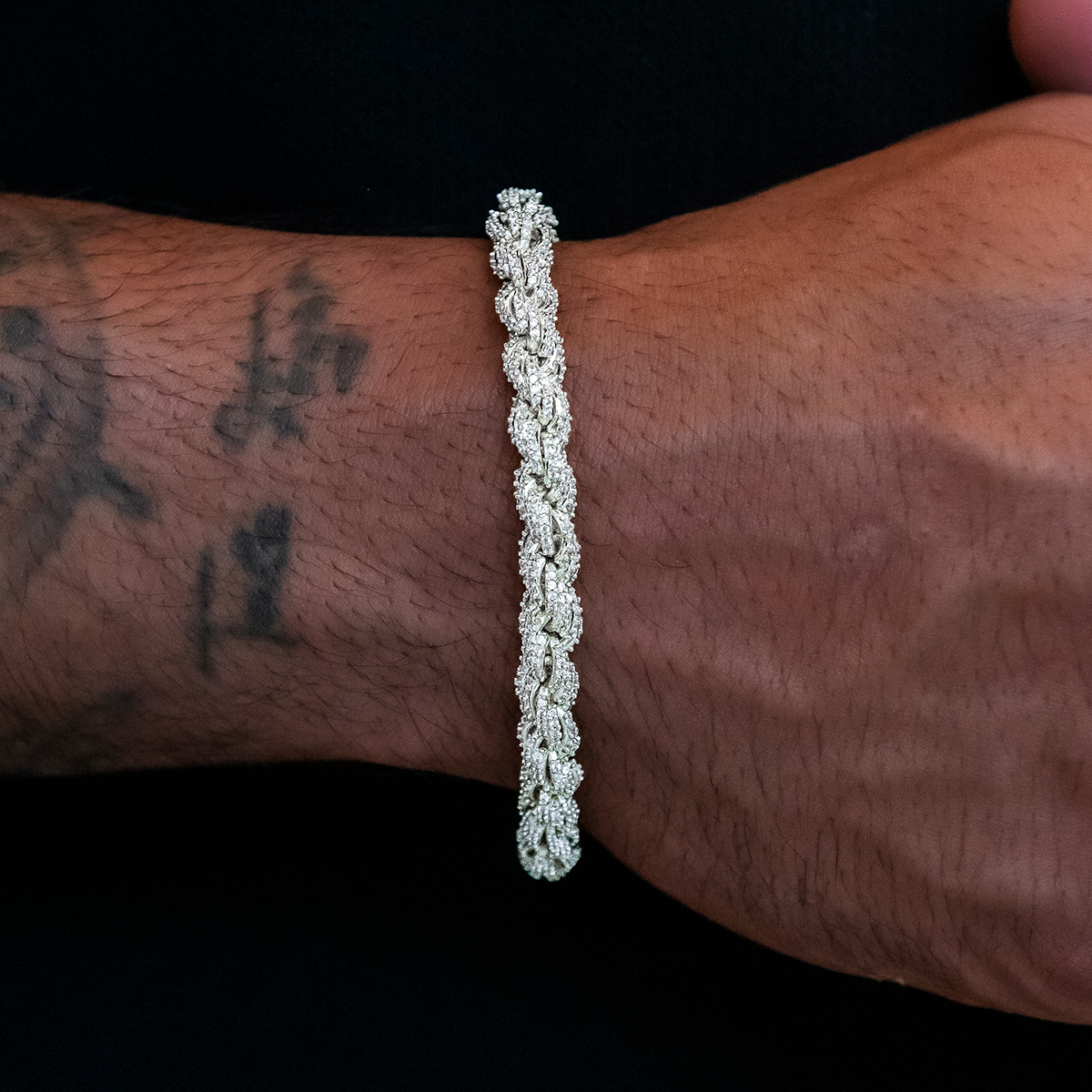 Diamond Rope Chain Bracelet in White Gold- 8mm
