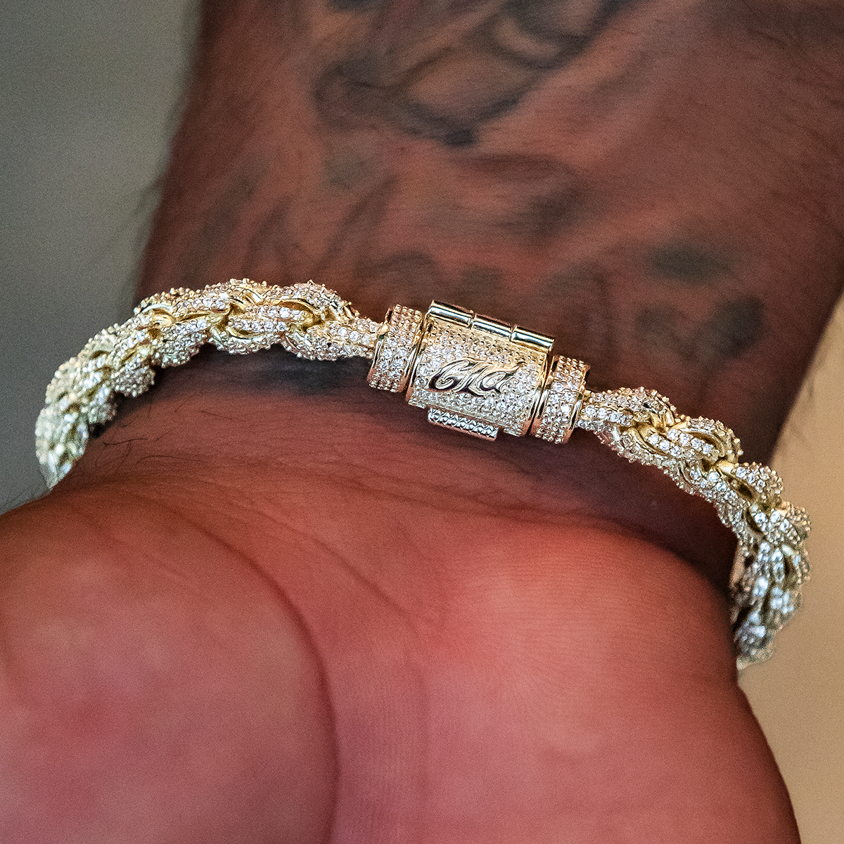 Diamond Rope Chain Bracelet in Yellow Gold- 8mm