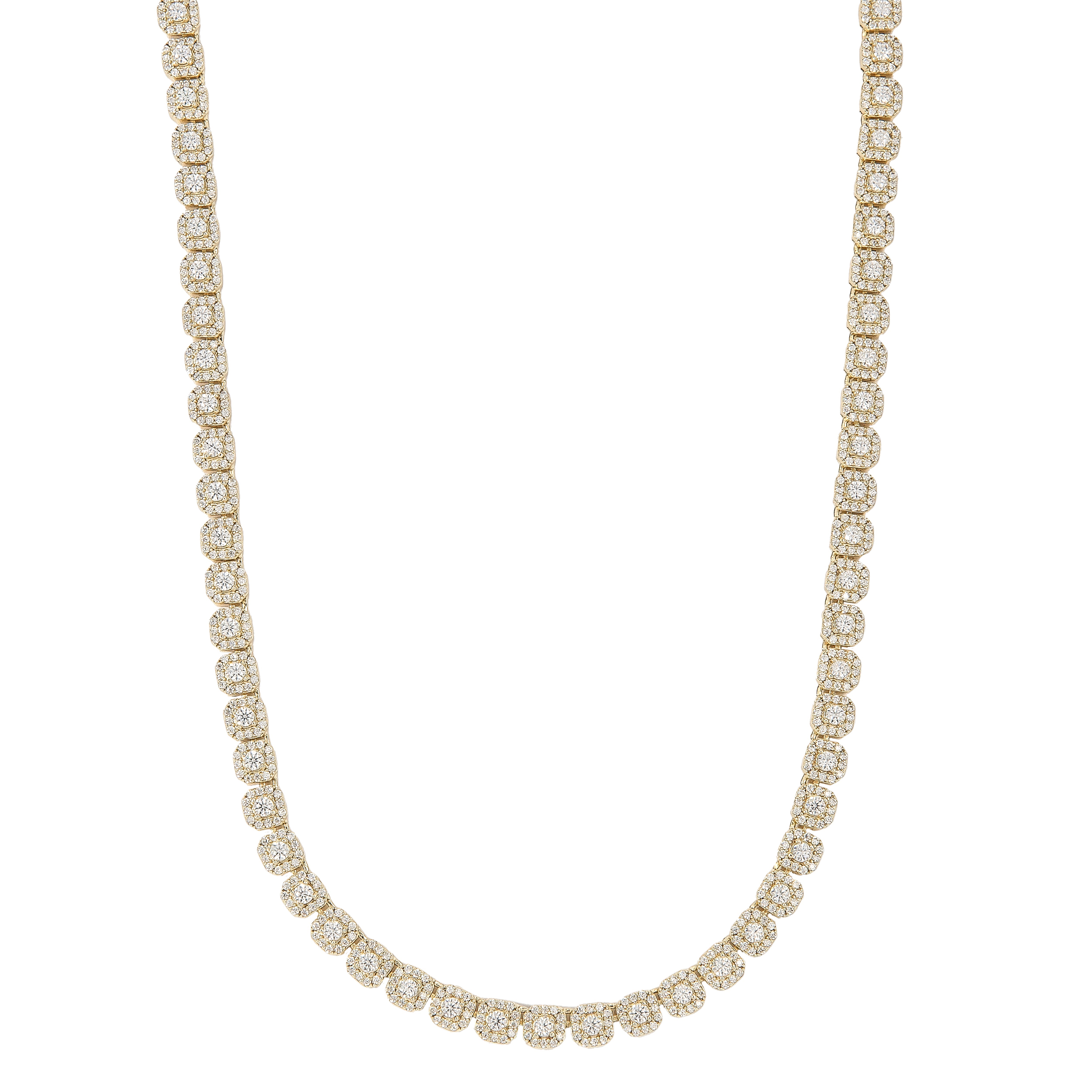 Men's 6MM Clustered Moissanite Tennis Necklace in Yellow Gold Vermeil