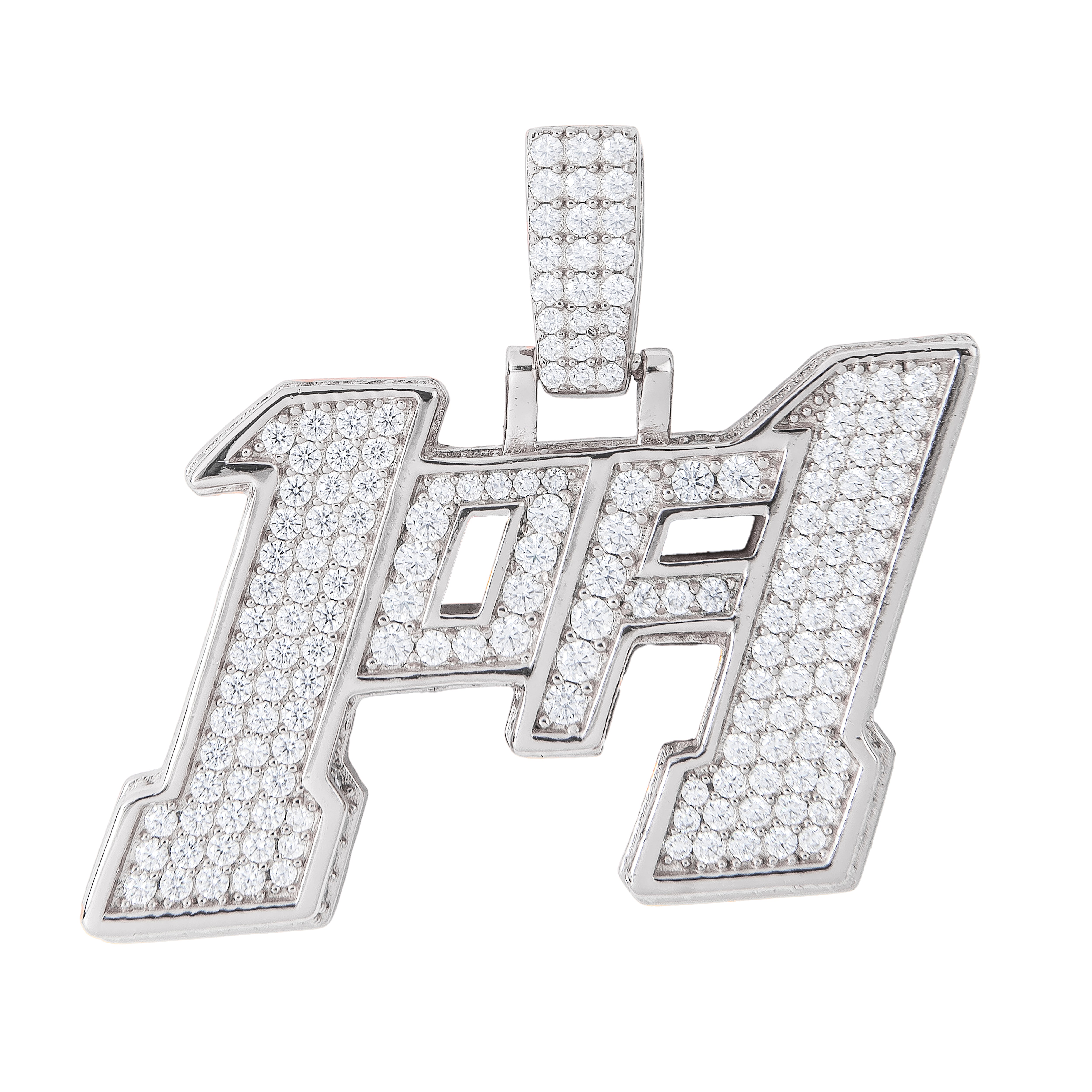 Men's Moissanite 1of1 Pendant in White Gold Vermeil