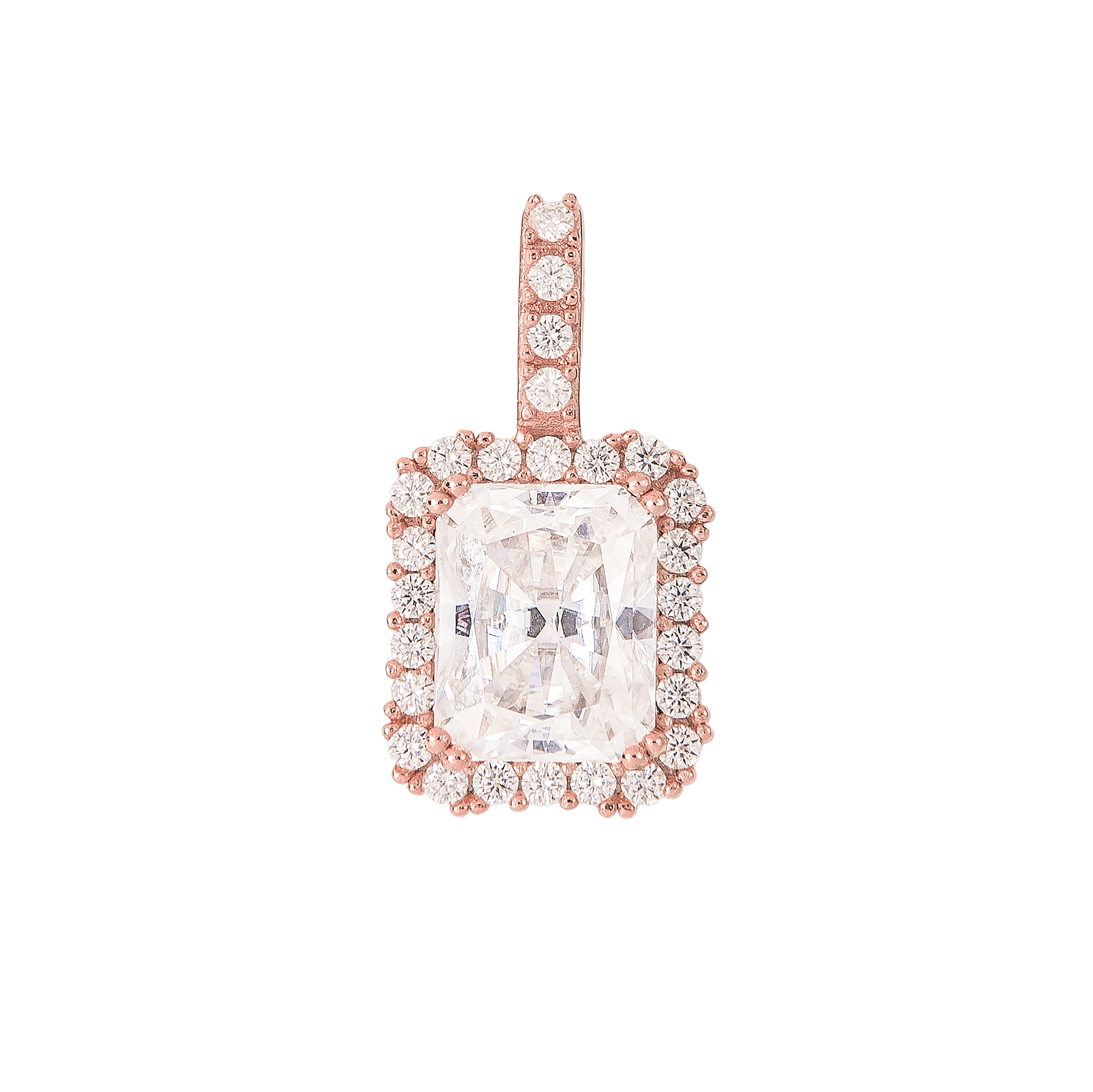 Men's Moissanite Micro Diamond Stone Pendant in Rose Gold Vermeil