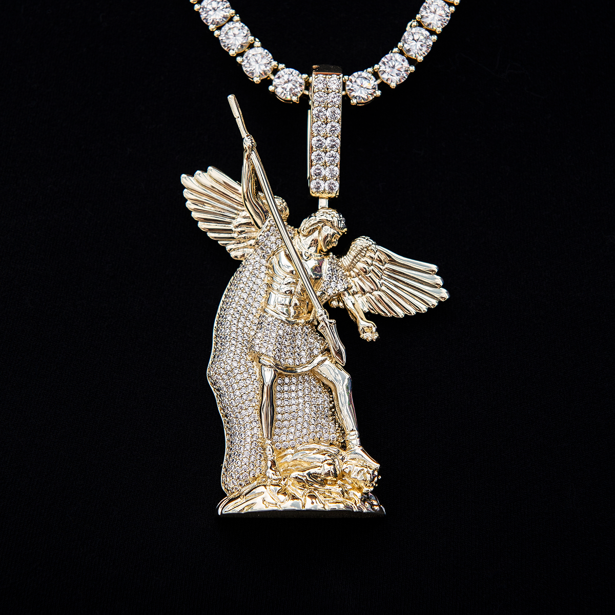 Large Saint Michael Pendant - Yellow Gold