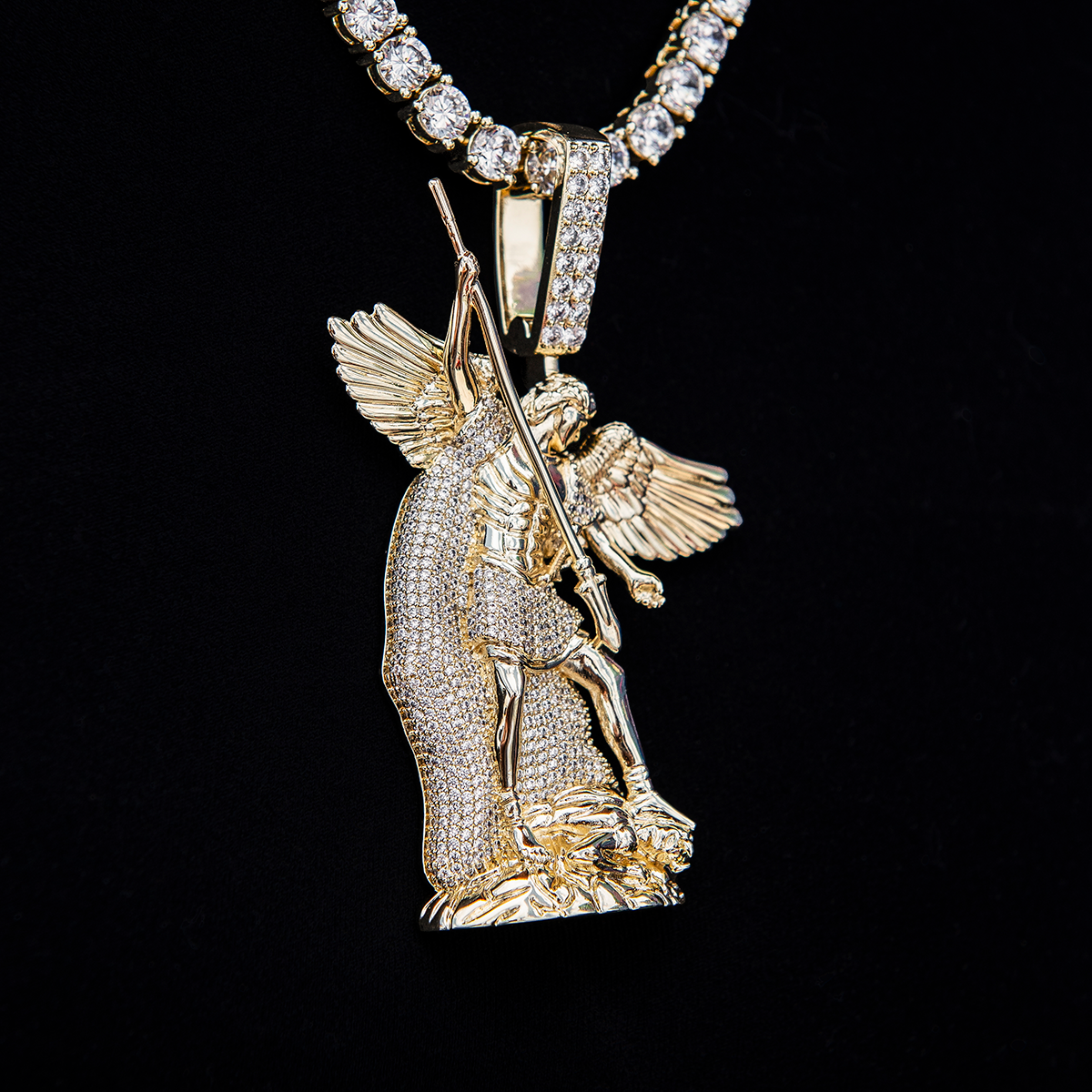 Large Saint Michael Pendant - Yellow Gold