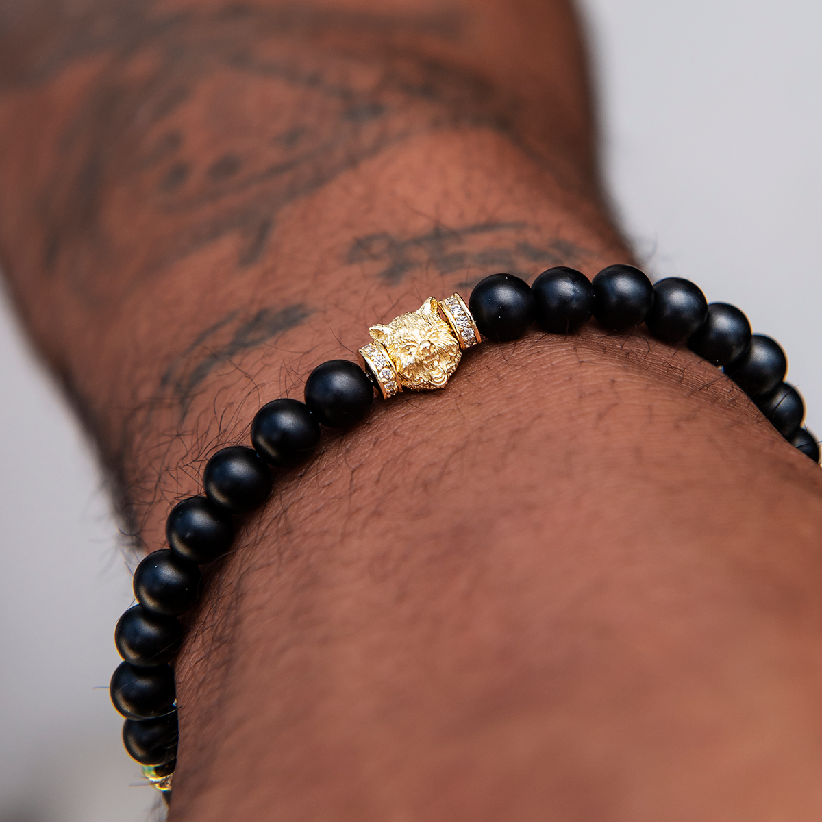 Bear Beaded Bracelet in Yellow Gold