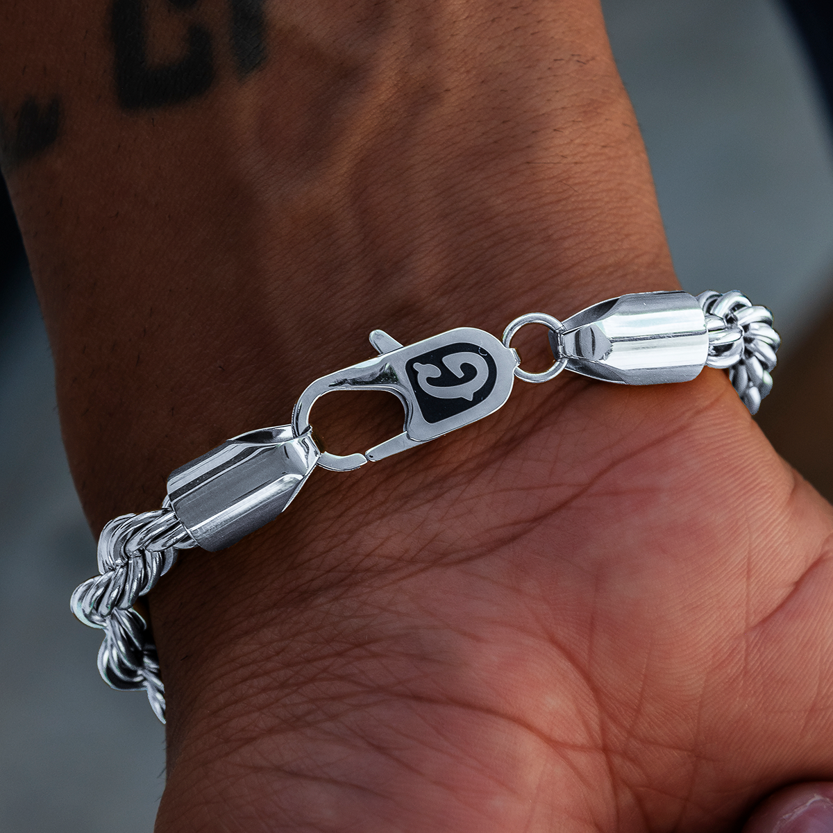 8MM Rope Chain Bracelet in White Gold