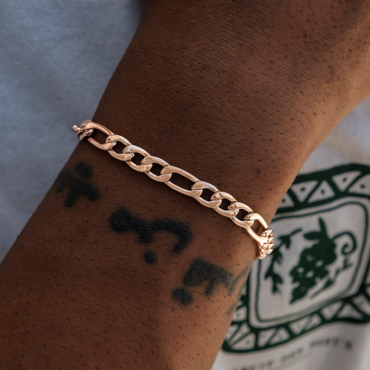 Figaro Bracelet in Rose Gold- 6mm