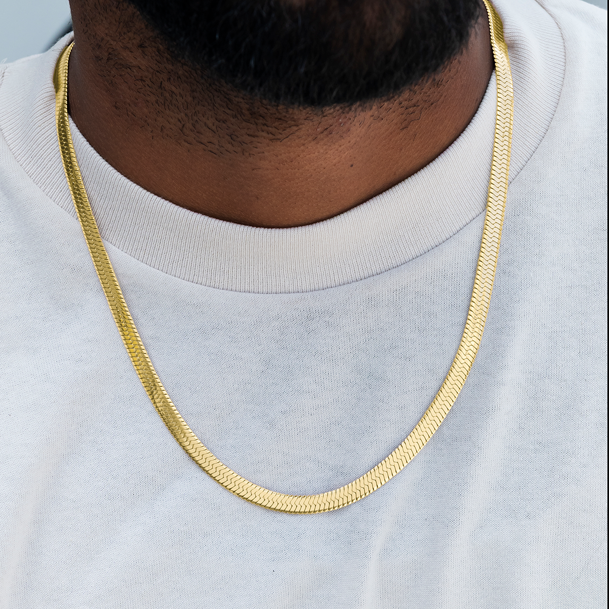 Herringbone Chain in Yellow Gold- 8mm