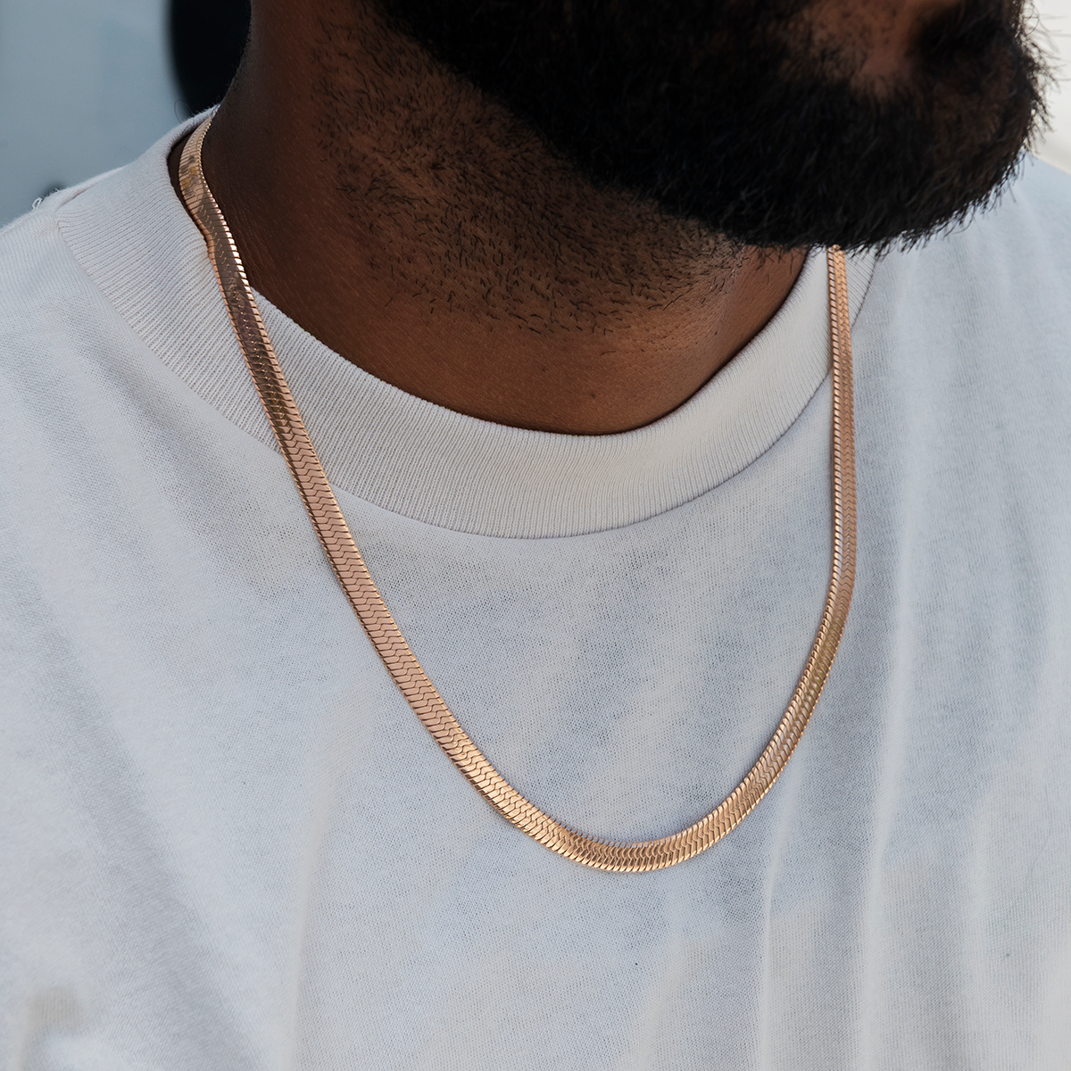 Herringbone Chain in Rose Gold- 8mm