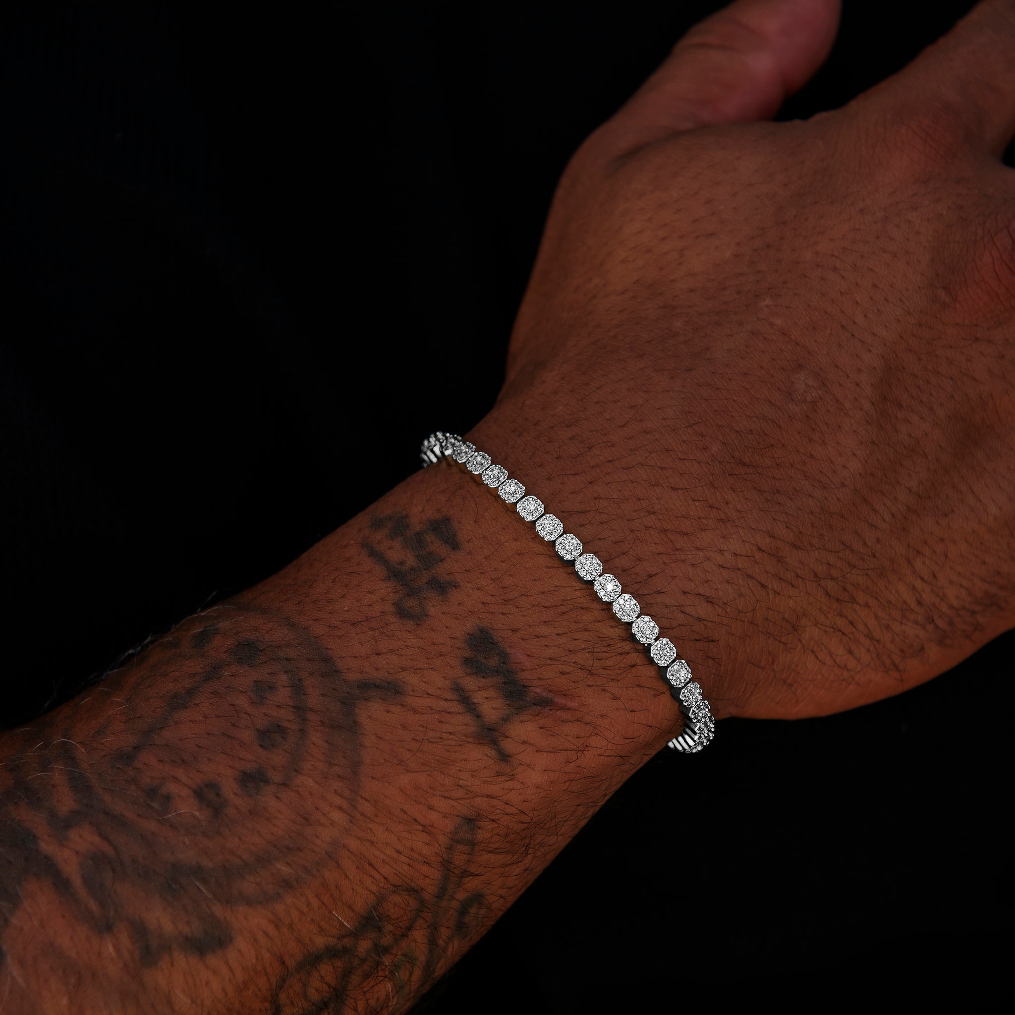 Iced Mini Clustered Tennis Bracelet in White Gold