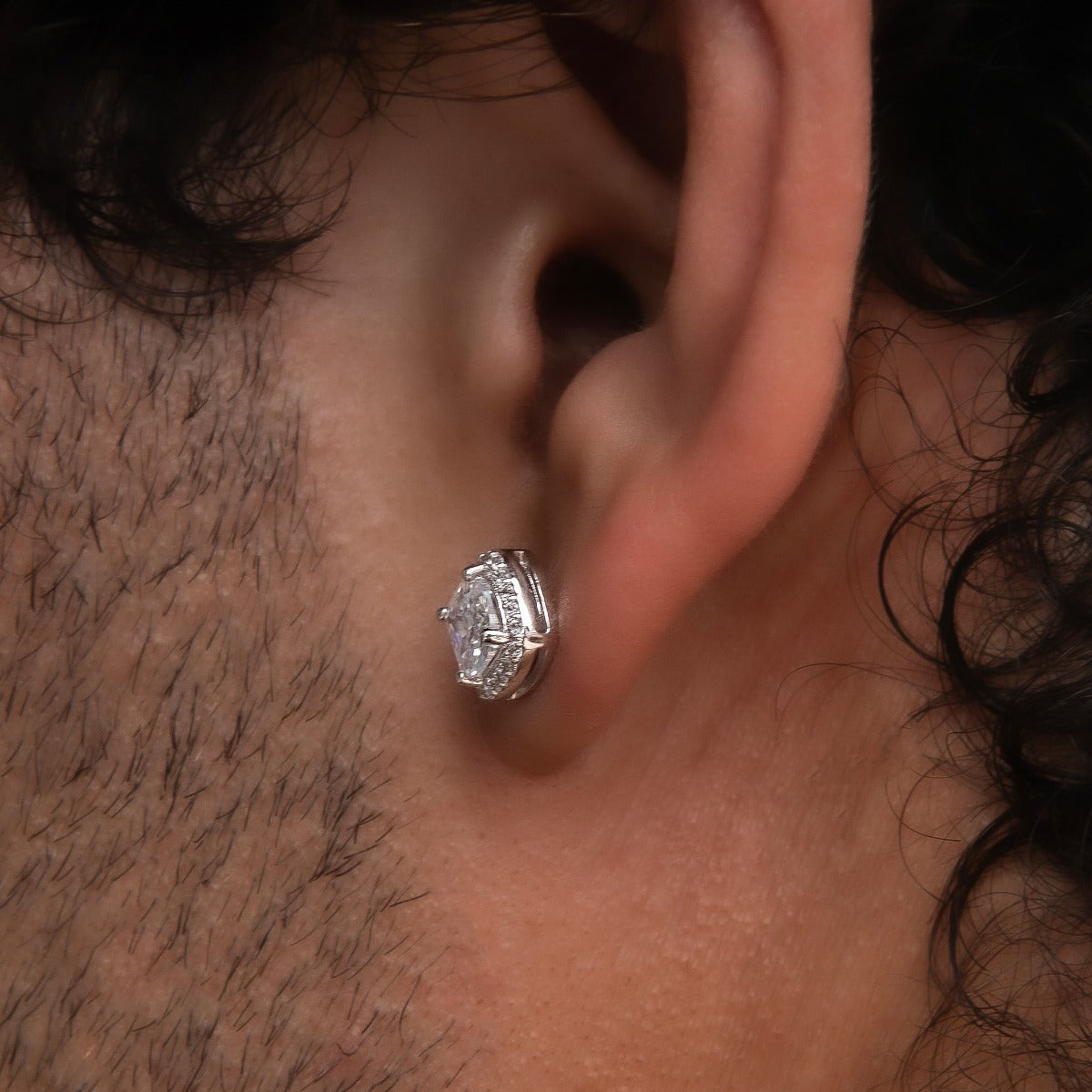 Cushion Cut Earrings in White Gold