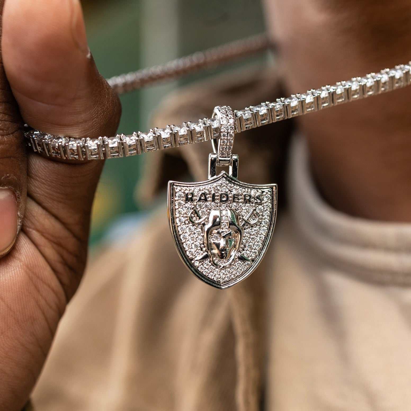 Las Vegas Raiders Official NFL Micro Logo Pendant - White Gold