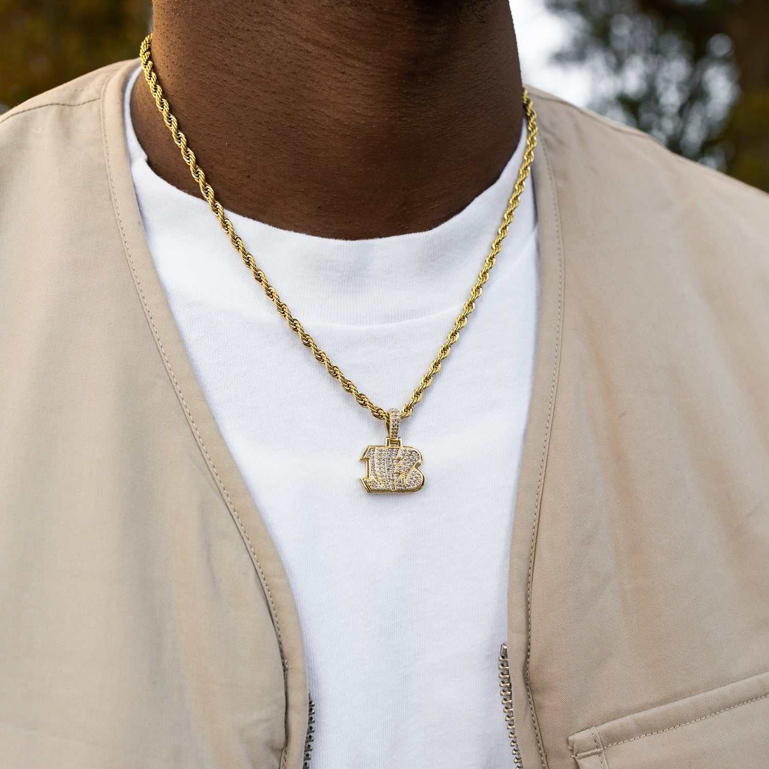 Cincinnati Bengals Official NFL Micro Logo Pendant - Yellow Gold