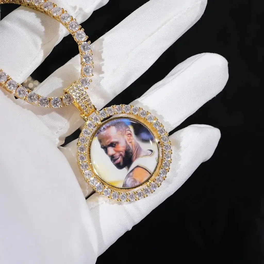 3D SPINNING 2-FACED CUSTOM PICTURE ROUND PENDANT - 42mm