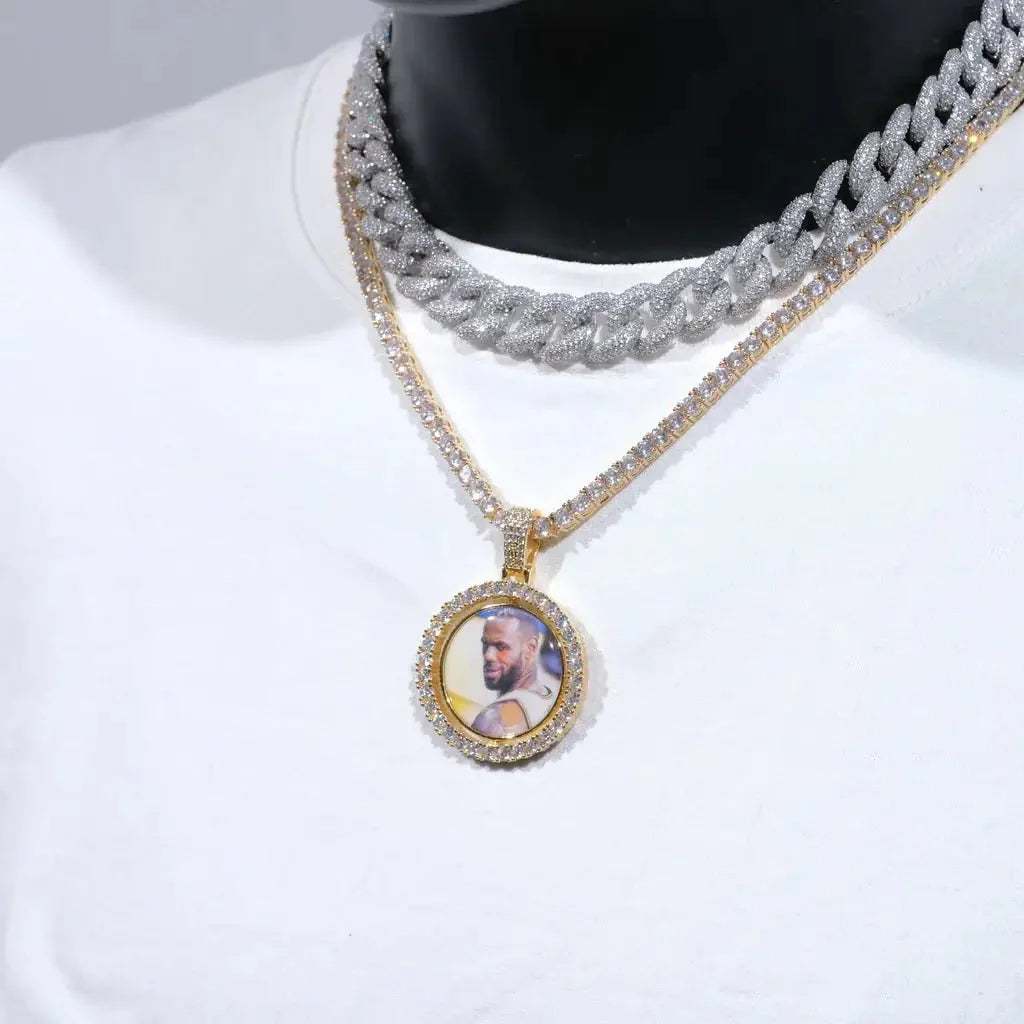 3D SPINNING 2-FACED CUSTOM PICTURE ROUND PENDANT - 42mm